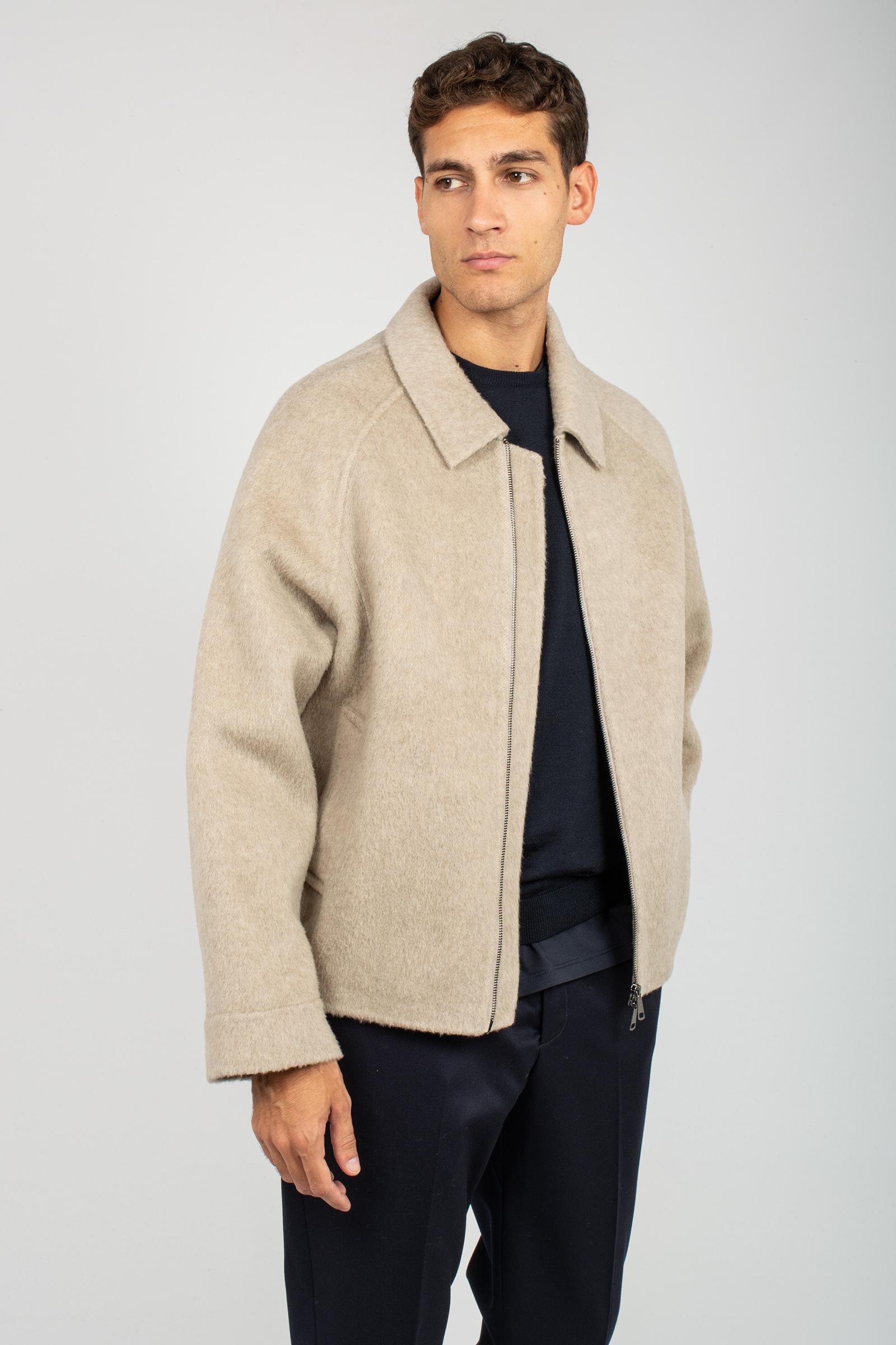 giacca con zip in lana e cammello B6F0009 NOCCIOLA AMARANTO