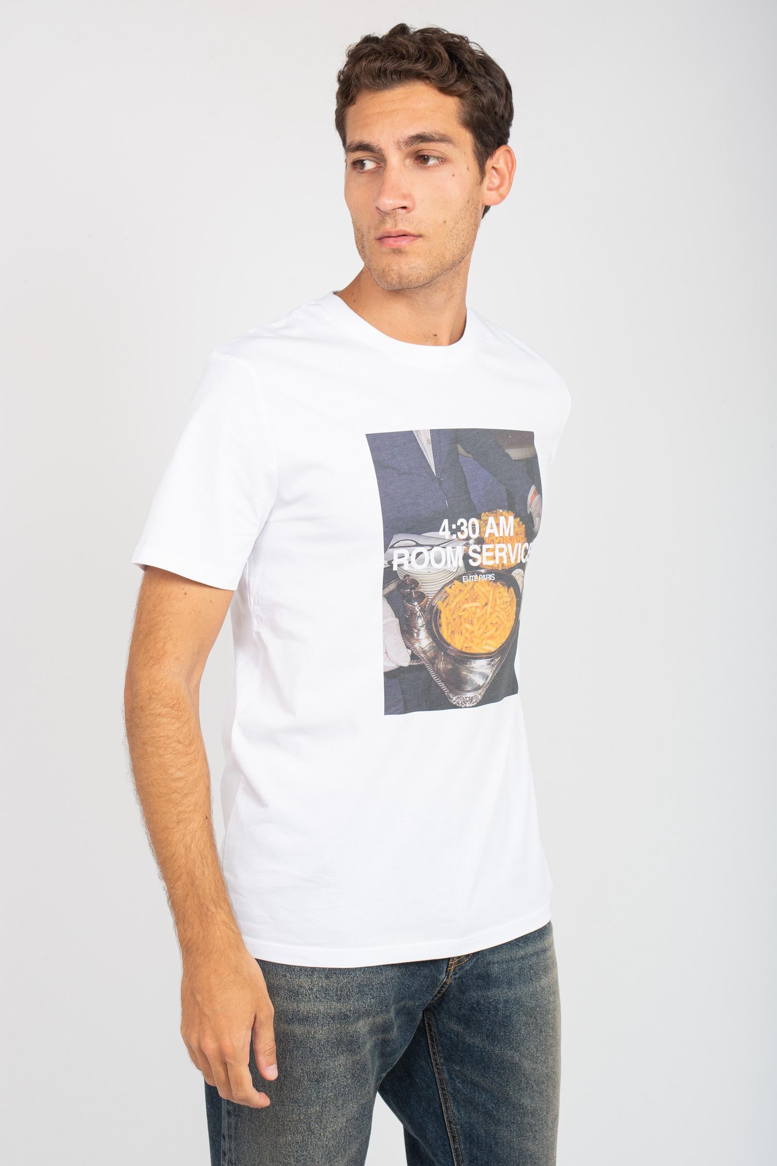 t-shirt in cotone 'room service' TSBASIC946ROOM WHT ELITE