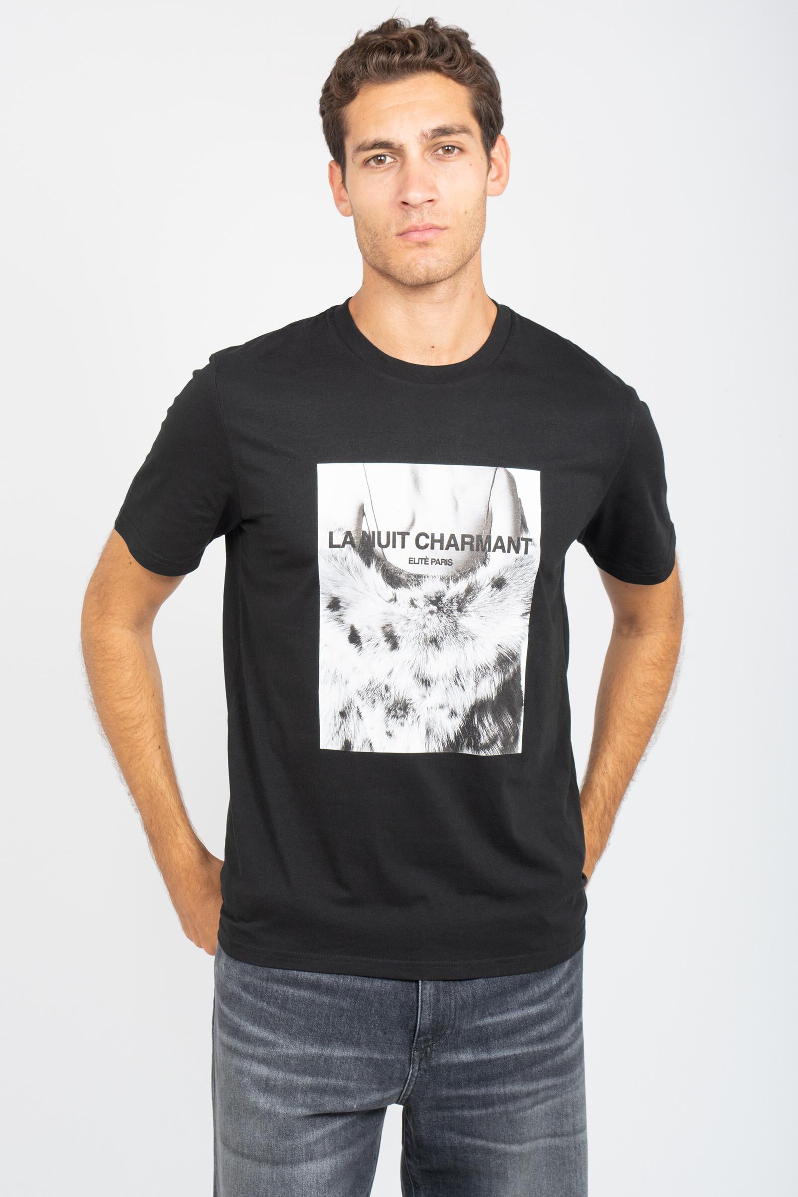 t-shirt in cotone 'la nuit charmant' TSBASIC938NUIT BLK ELITE