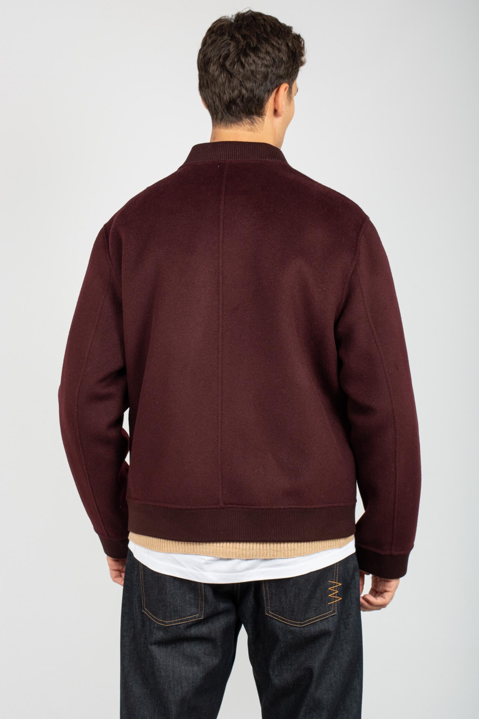 giacca con zip in panno di lana B6F0011 MELANZANA AMARANTO