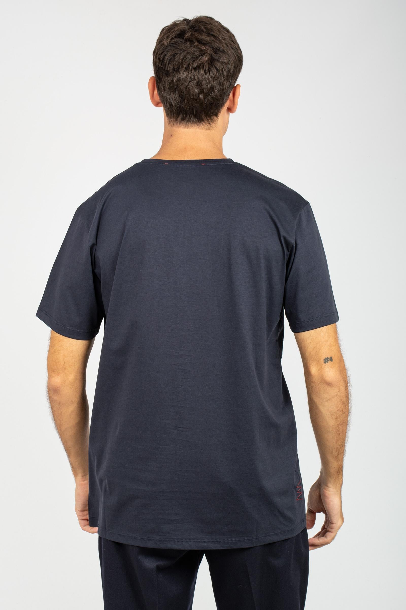 t-shirt in cotone B6F0049 NAVY AMARANTO