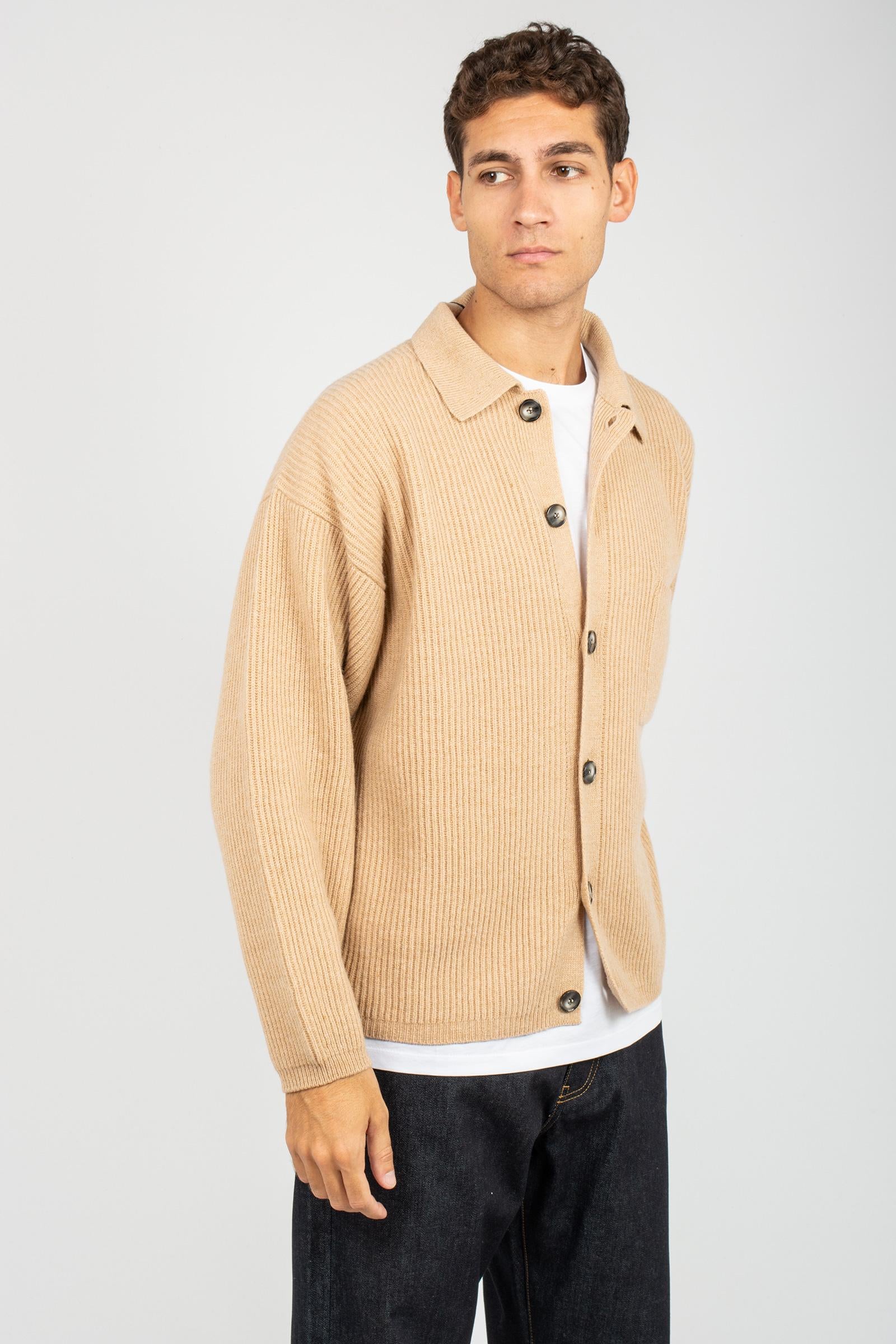 cardigan in lana costa inglese B9F0004 NOCCIOLA AMARANTO