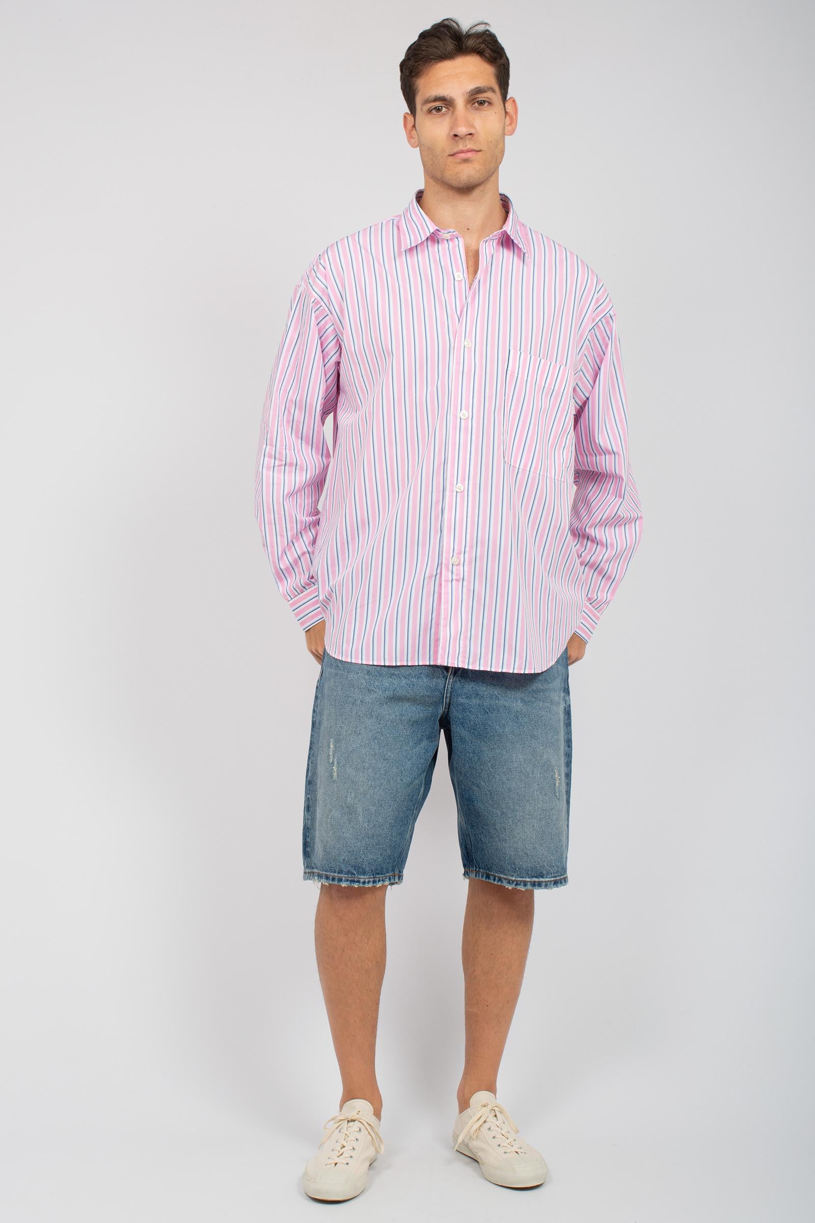 camicia in popeline a righe 'dropped' AMU108CL000124 C0078 AMISH