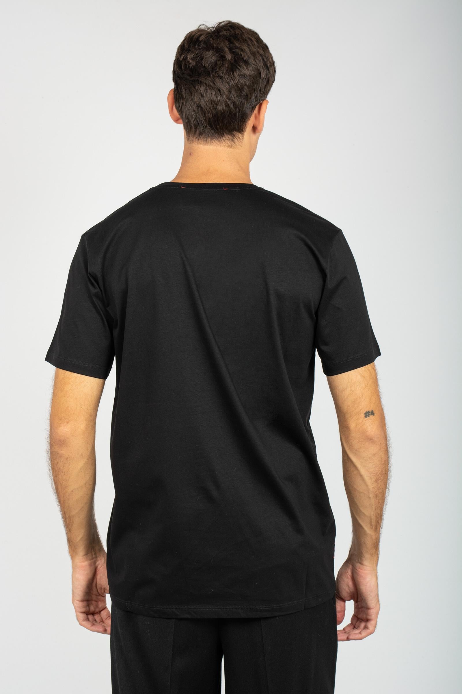 t-shirt in cotone B6F0049 NERO AMARANTO