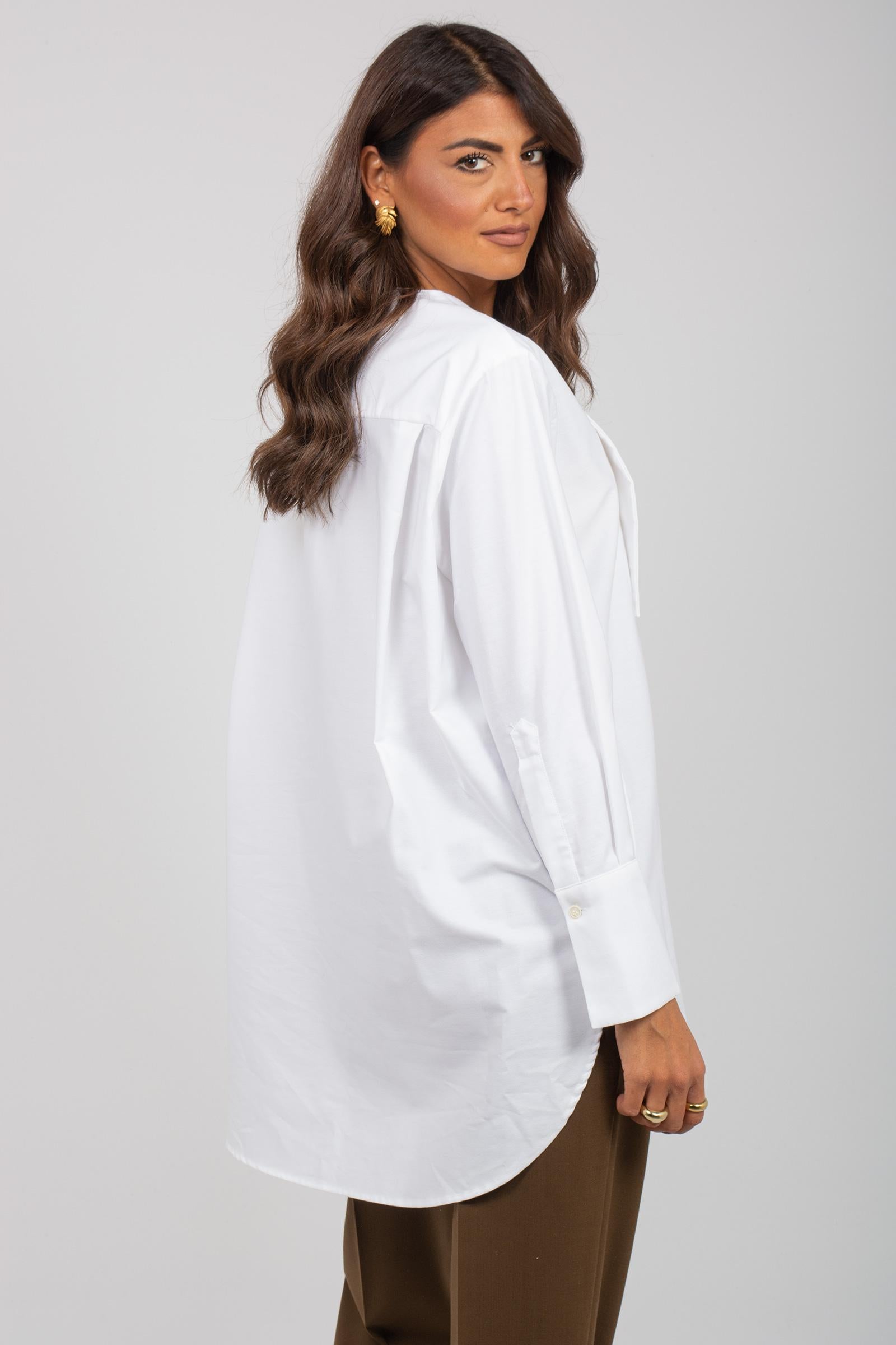 camicia oversize in popeline di cotone M1F0098 BIANCO SOLOTRE