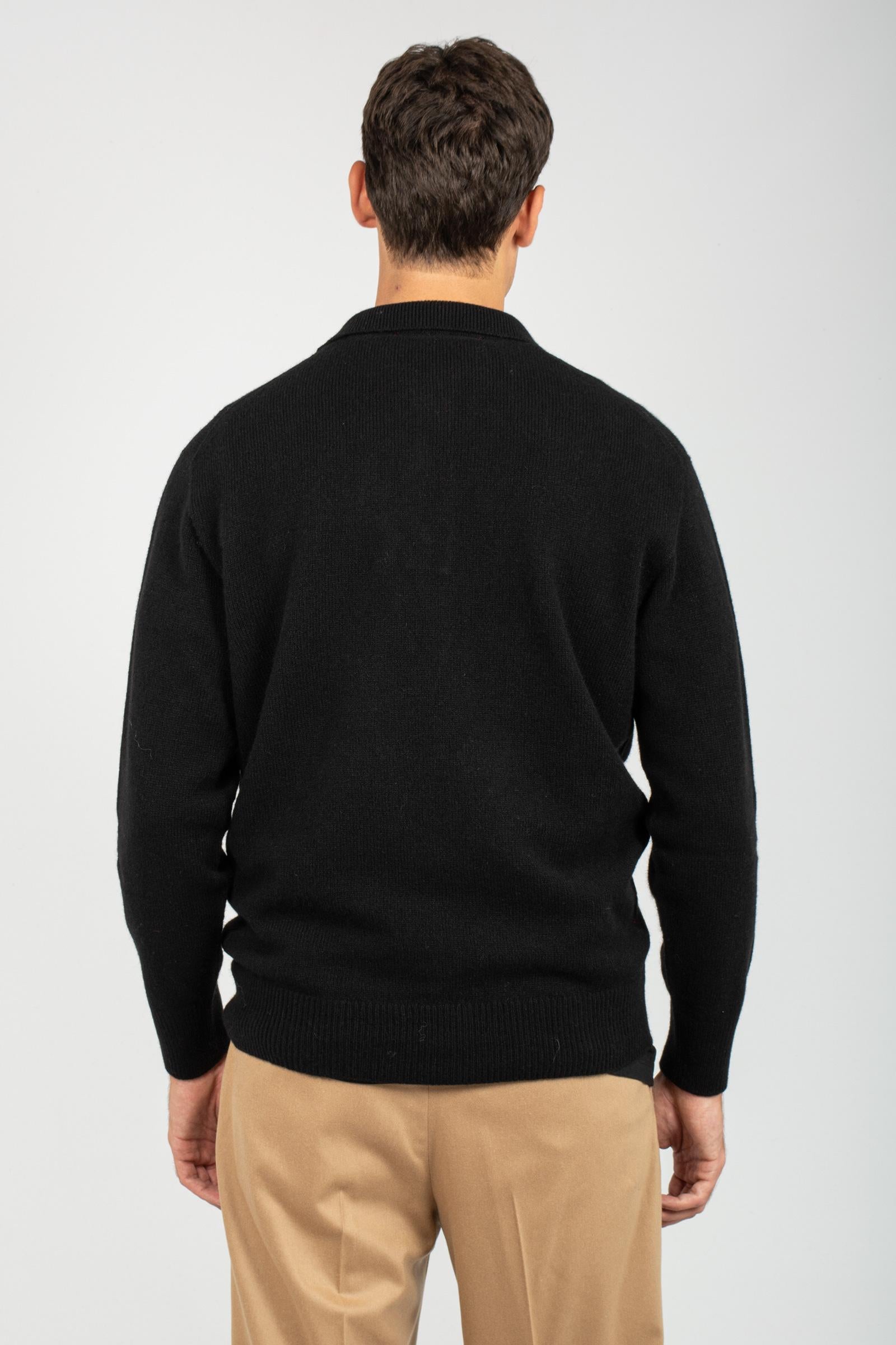 polo in lana B9F0102 NERO AMARANTO