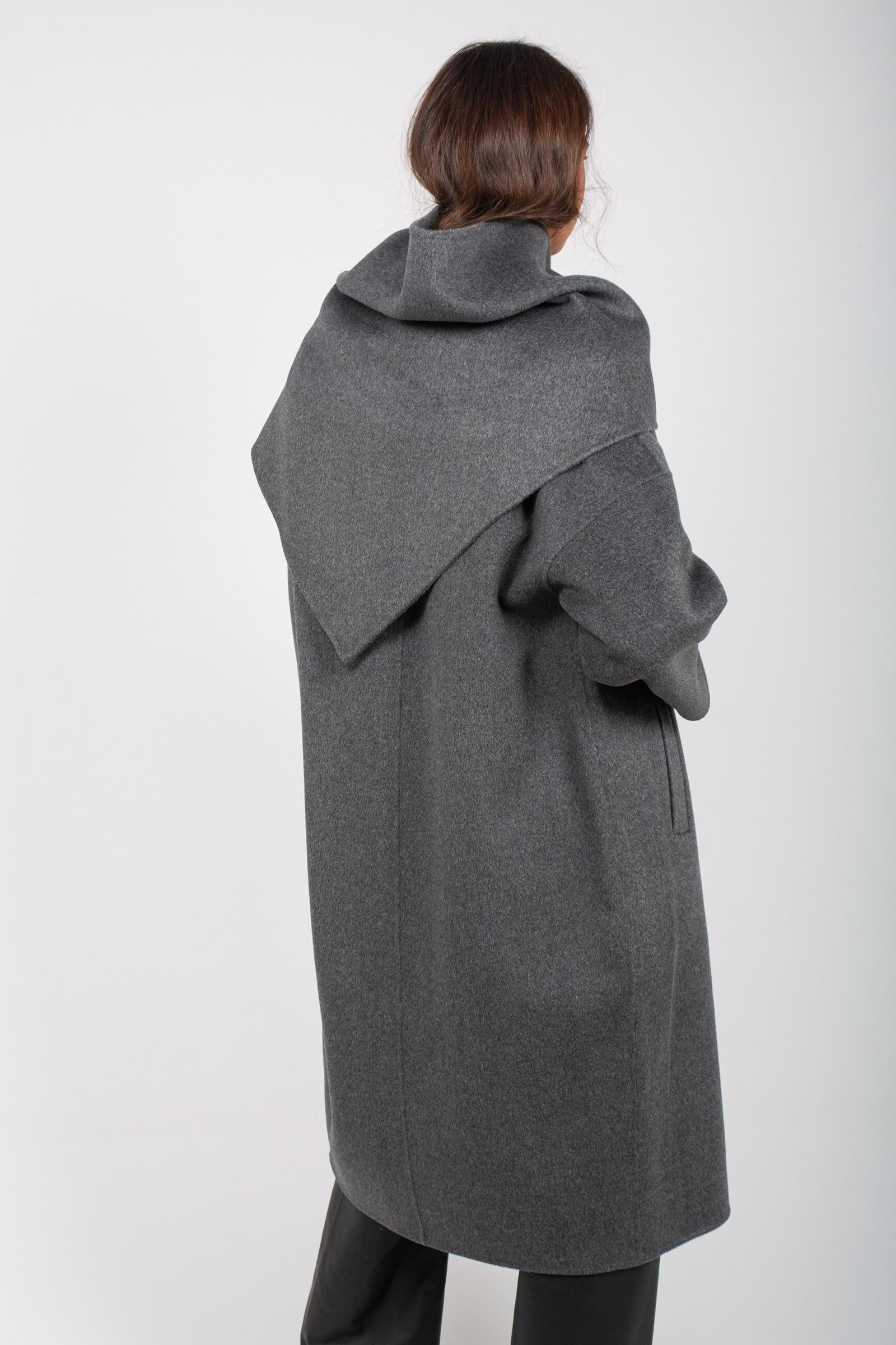 cappotto con cappuccio in panno di lana M1F0001 GRIGIO SOLOTRE