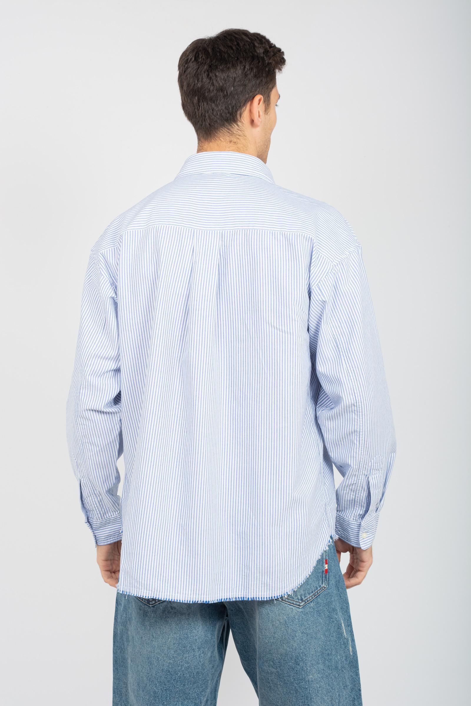 camicia in popeline a righe 'dropped' AMU128CG35XXXX C0153 AMISH