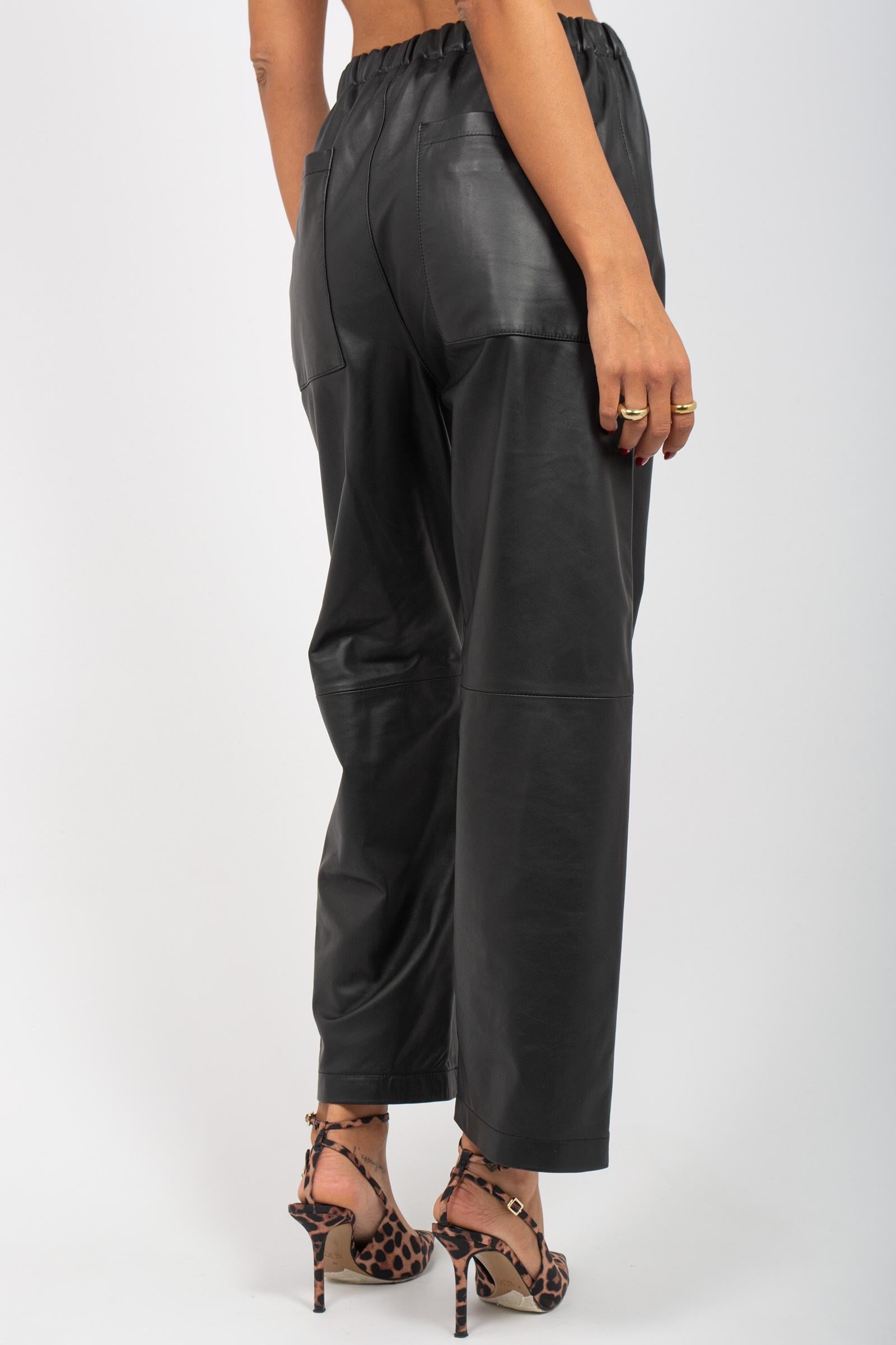 pantalone in pelle M1F0047 NERO SOLOTRE