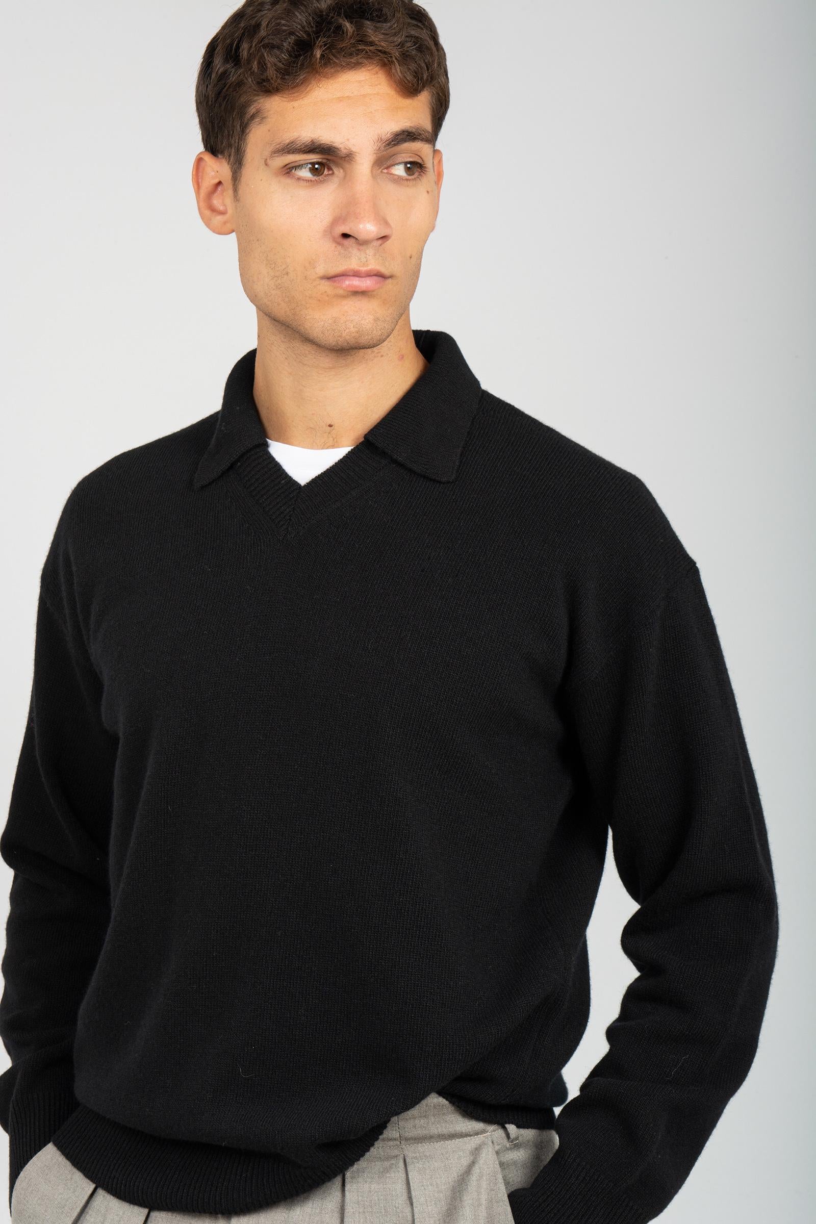 polo scollo v in misto lana e cashmere 253M37104 09 ROBERTO COLLINA