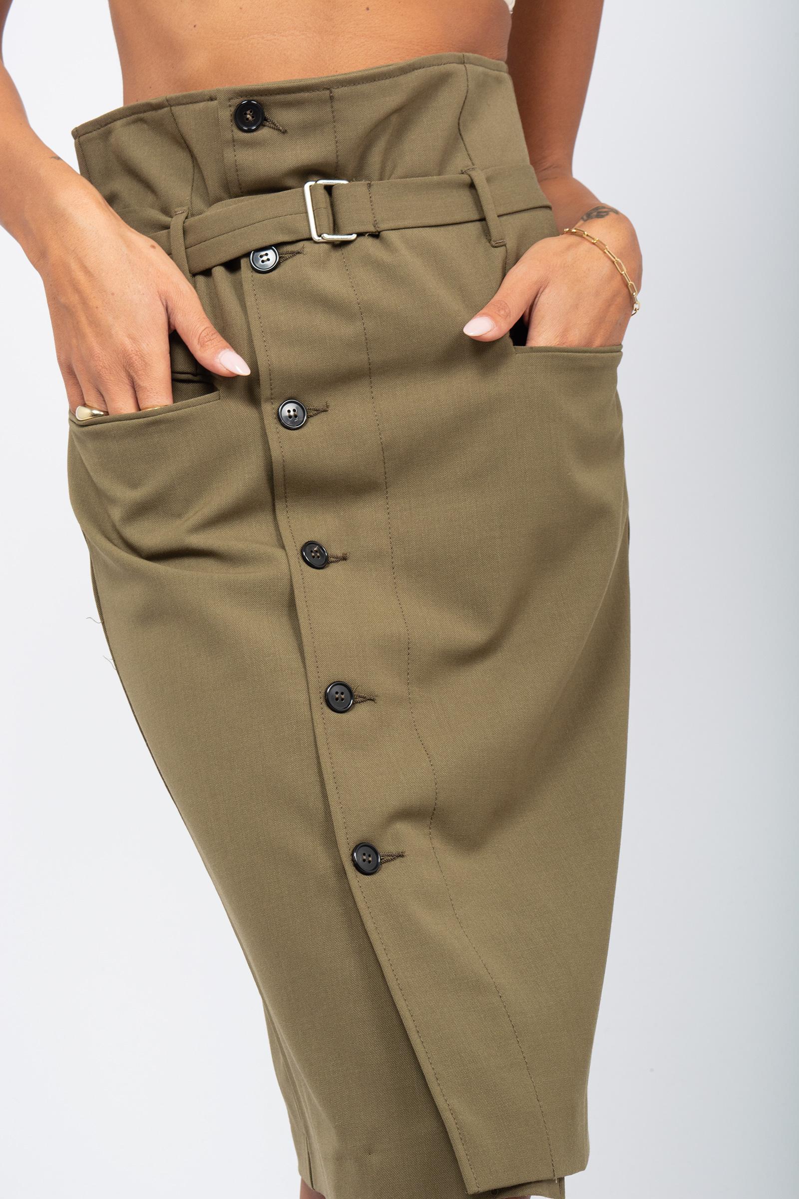 gonna con bottoni in gabardine di lana SVW02609W0206 VERDE SIVIGLIA