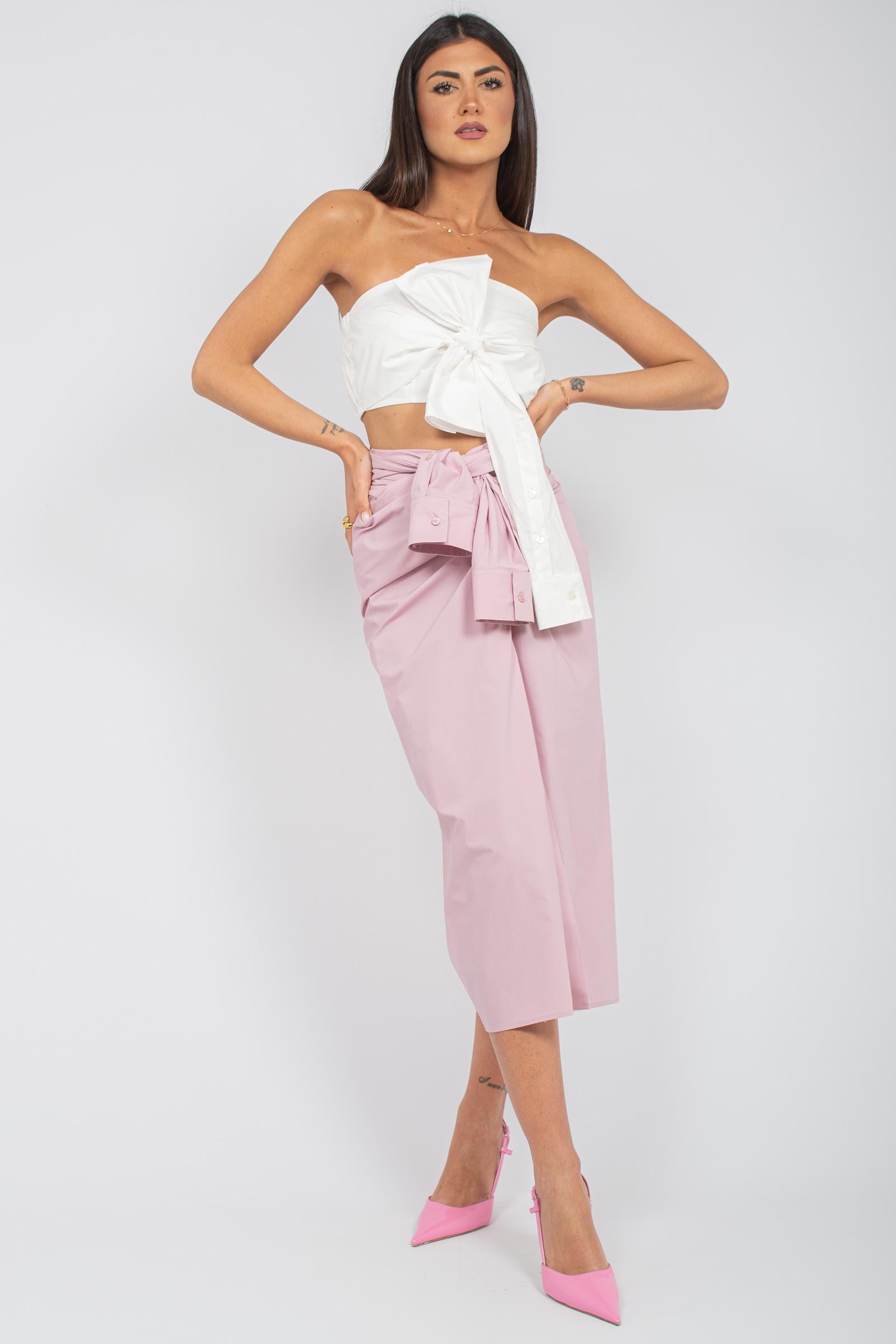 top camicia in cotone M1D0100 WHITE SOLOTRE