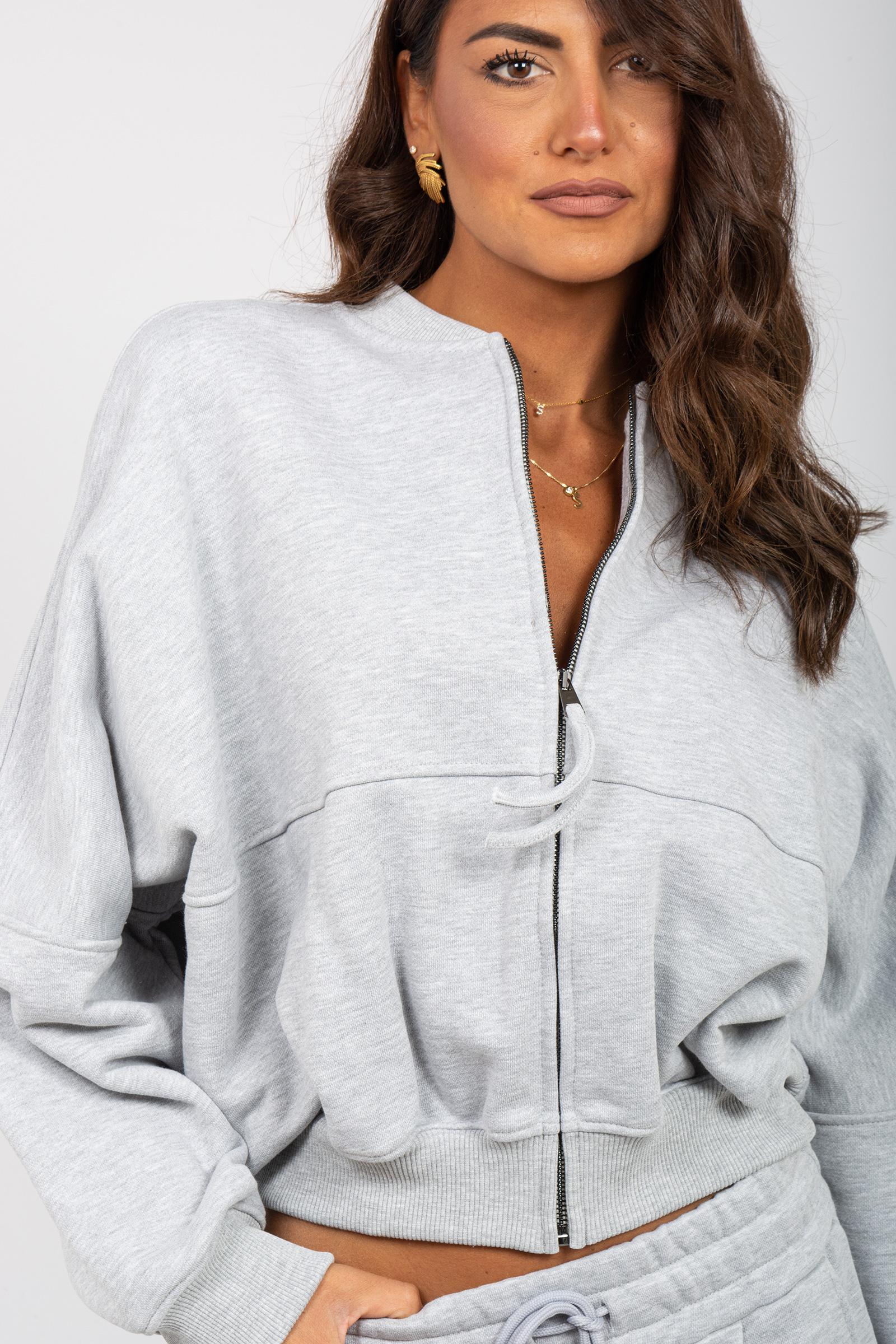 felpa con zip in cotone M1F0081 GRIGIO SOLOTRE