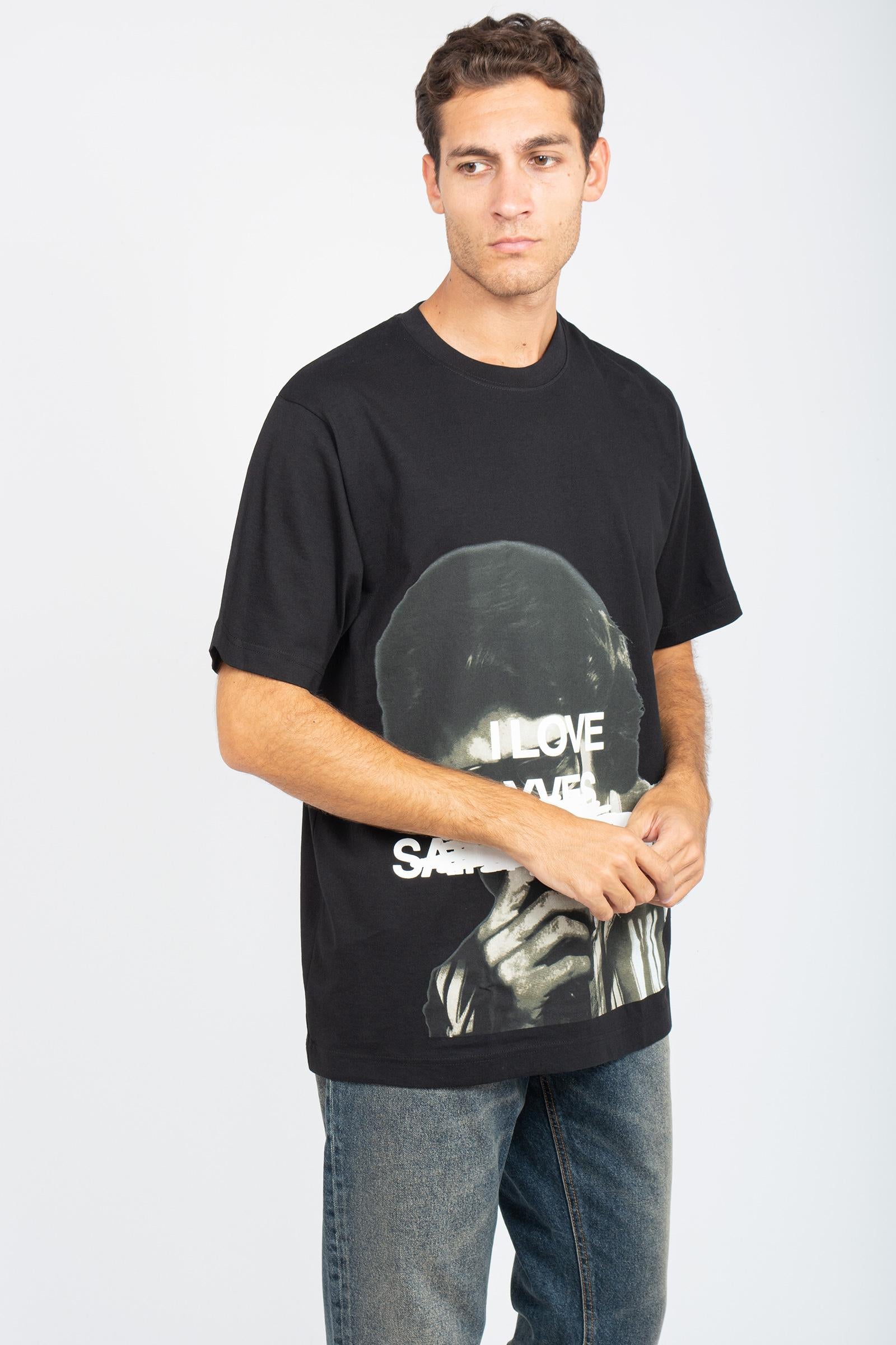 t-shirt oversize in cotone 'love yves' TSOVER956RENT BLK ELITE