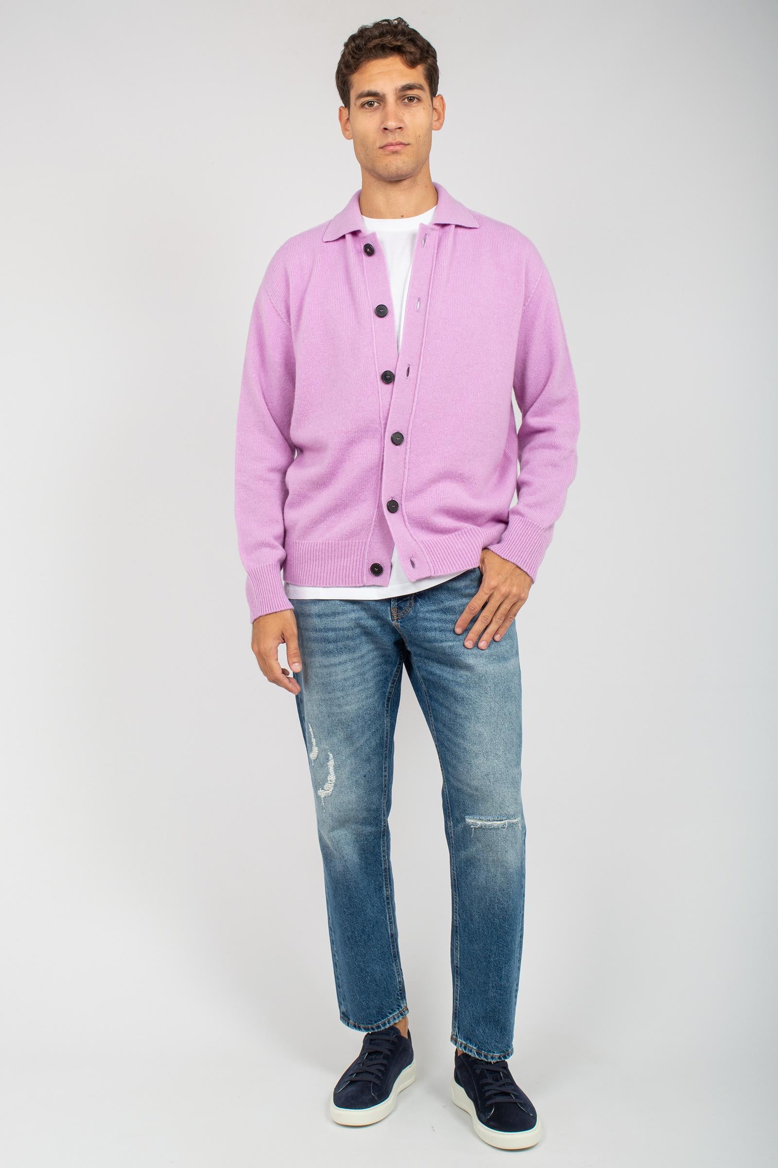 cardigan camicia in lana B9F0010 GLICINE AMARANTO