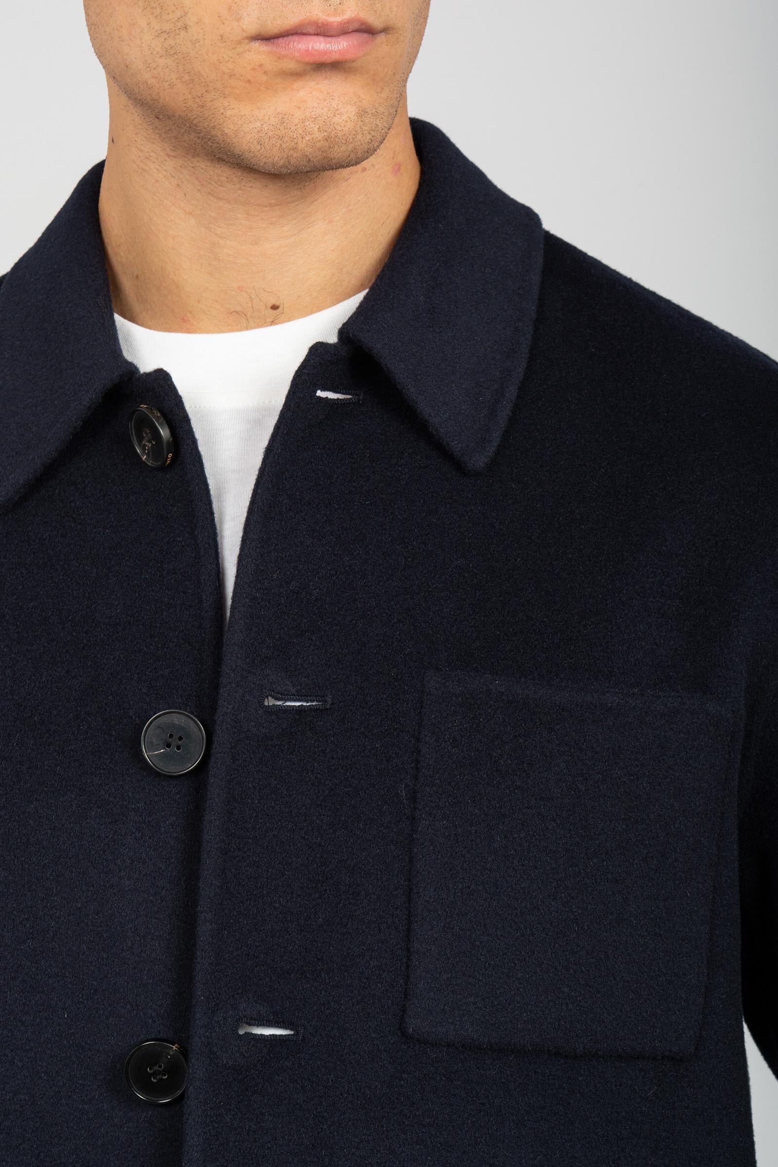 giacca con bottoni in panno di lana B6F0010 NAVY AMARANTO