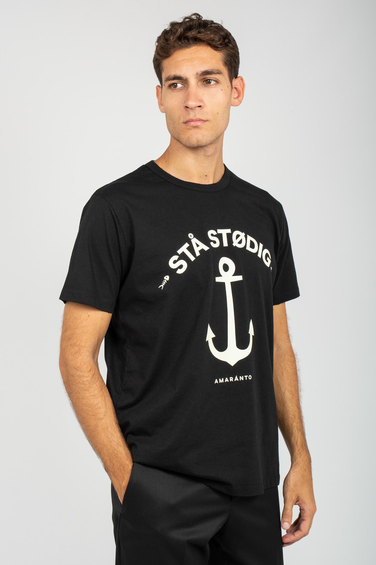 t-shirt in cotone con stampa B6F0069 NERO AMARANTO