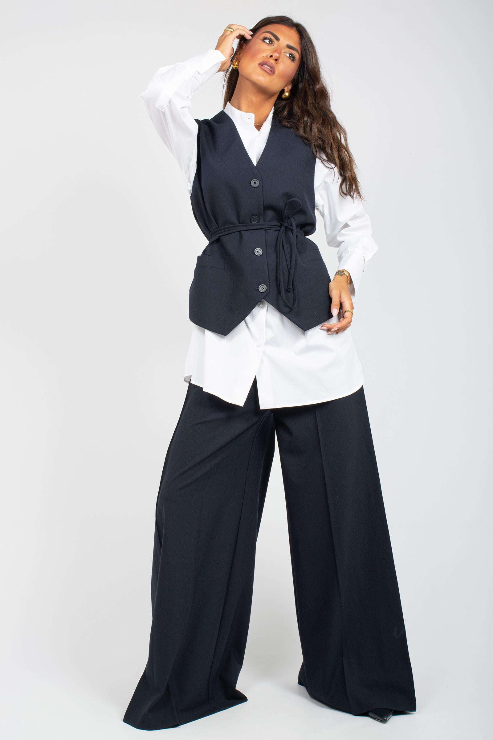 pantalone ampio in misto lana 'daria' Y5WI27 K92 SEMICOUTURE