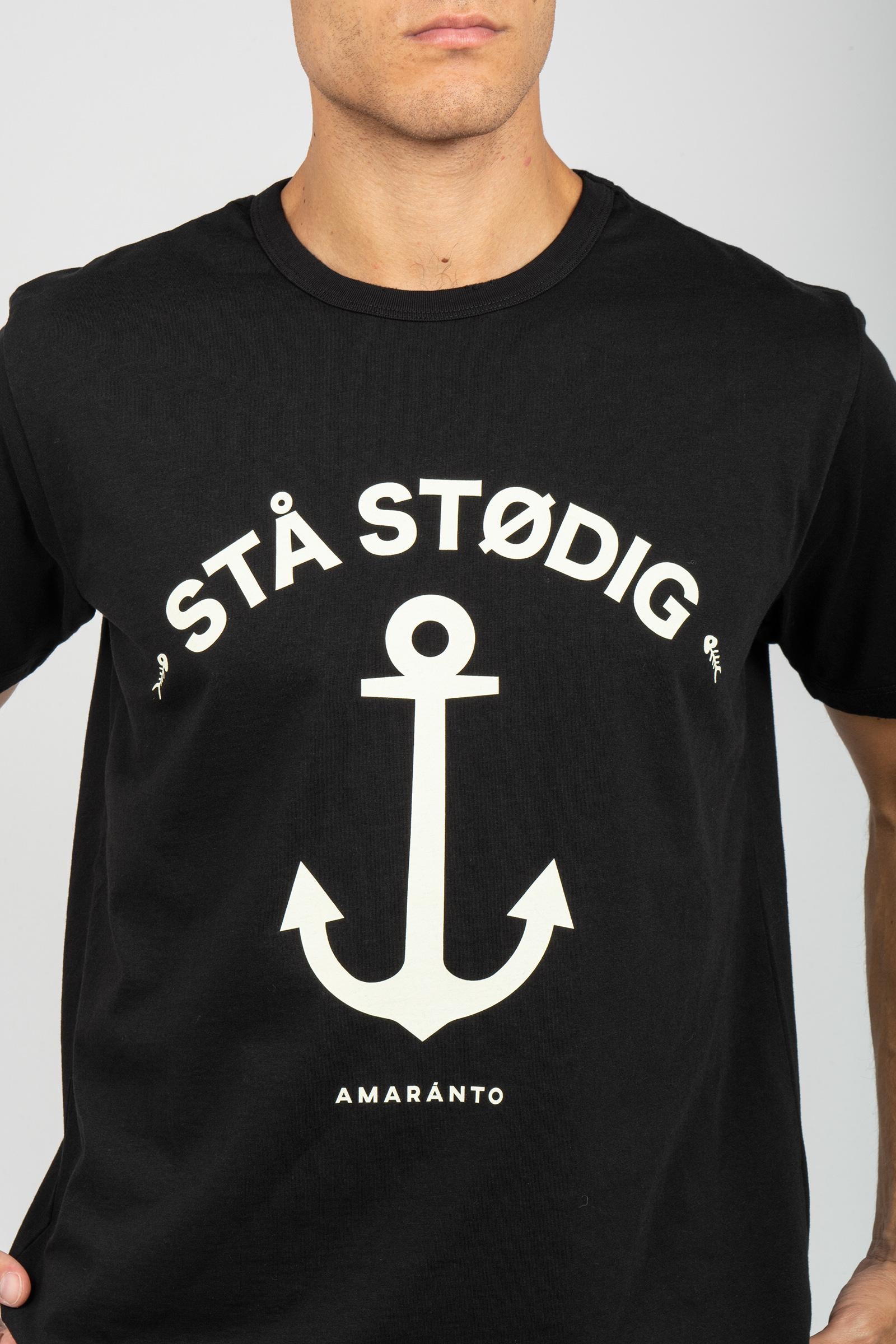 t-shirt in cotone con stampa B6F0069 NERO AMARANTO