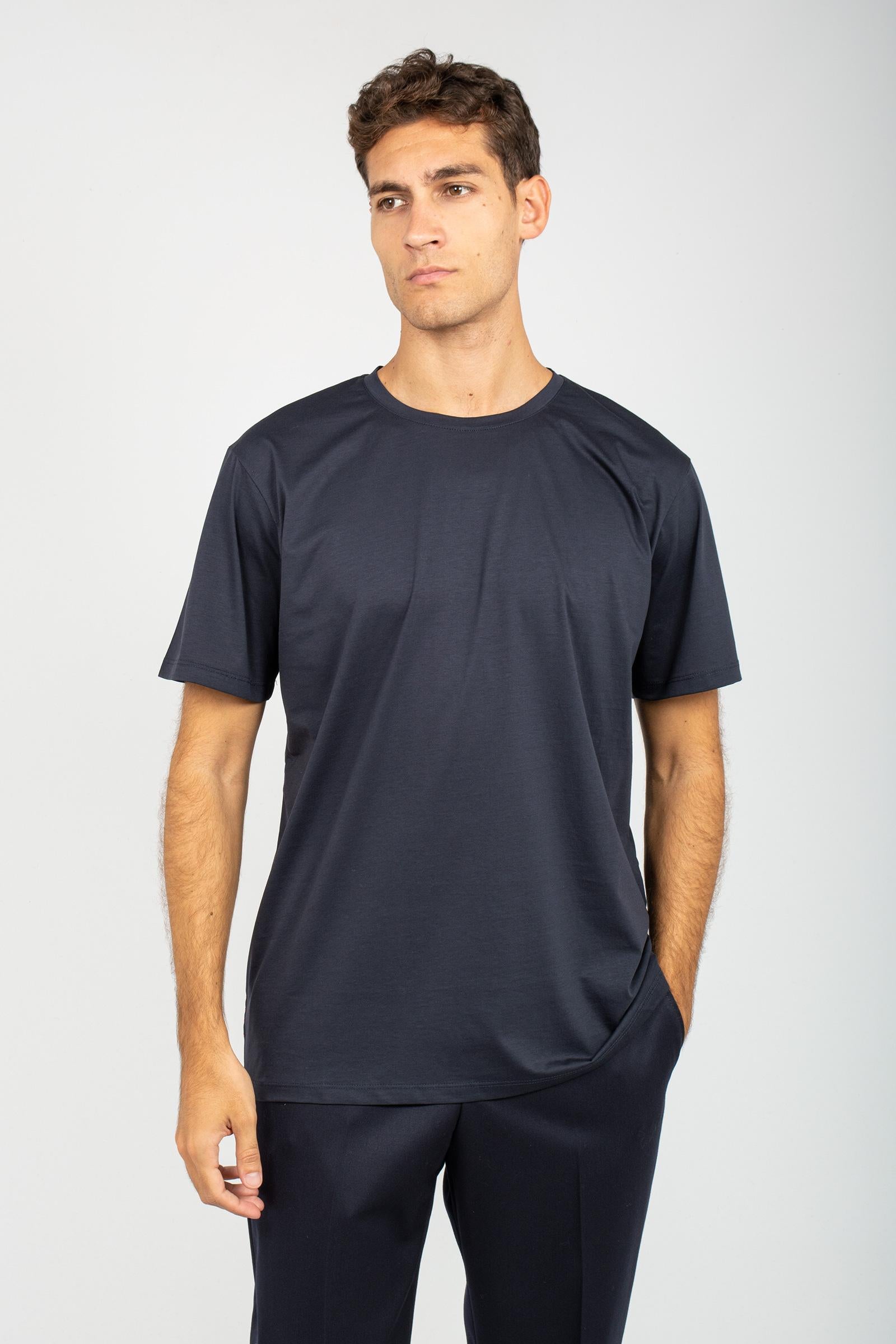 t-shirt in cotone B6F0049 NAVY AMARANTO