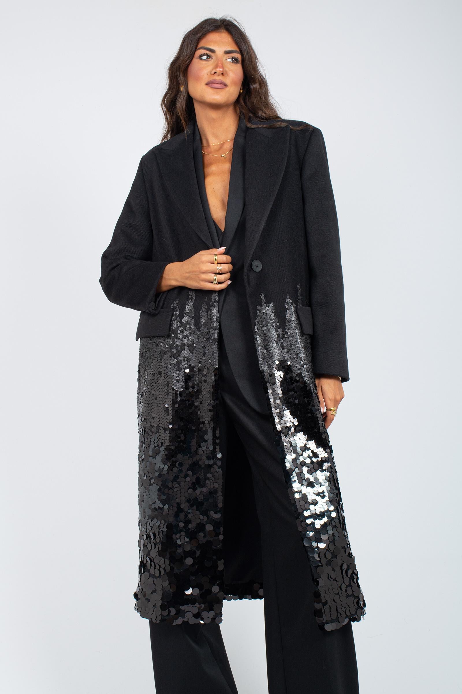 cappotto con fondo ricamato A265565000 659/659 MOUCHE