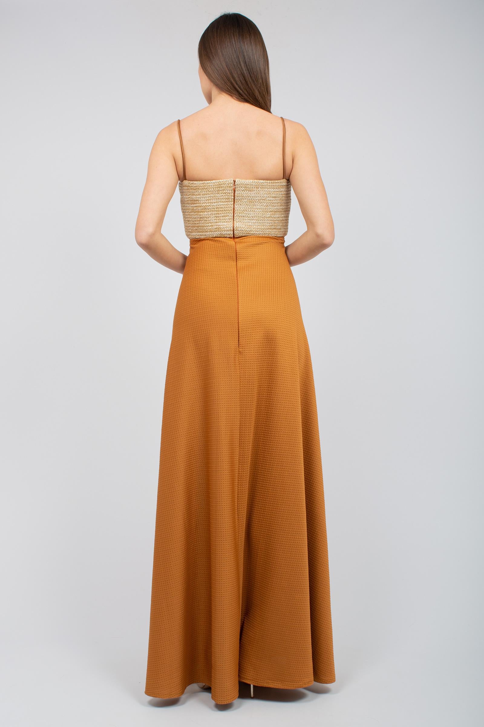 abito con incrocio in rafia 'bagatelle' RO005 RUST ROSANNA OCAMPO