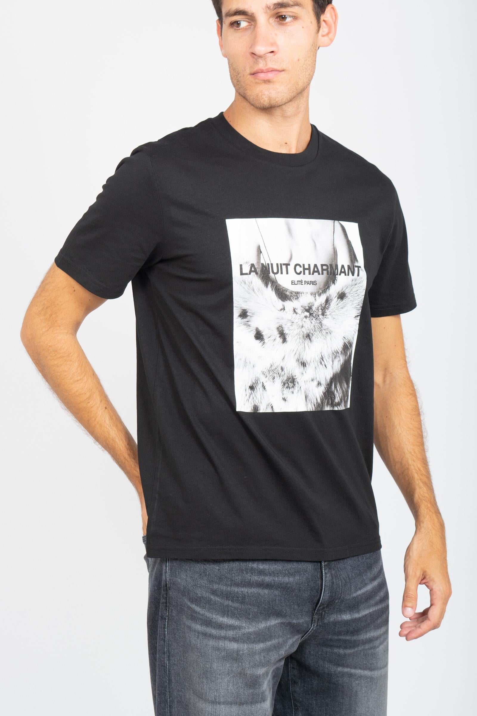 t-shirt in cotone 'la nuit charmant' TSBASIC938NUIT BLK ELITE