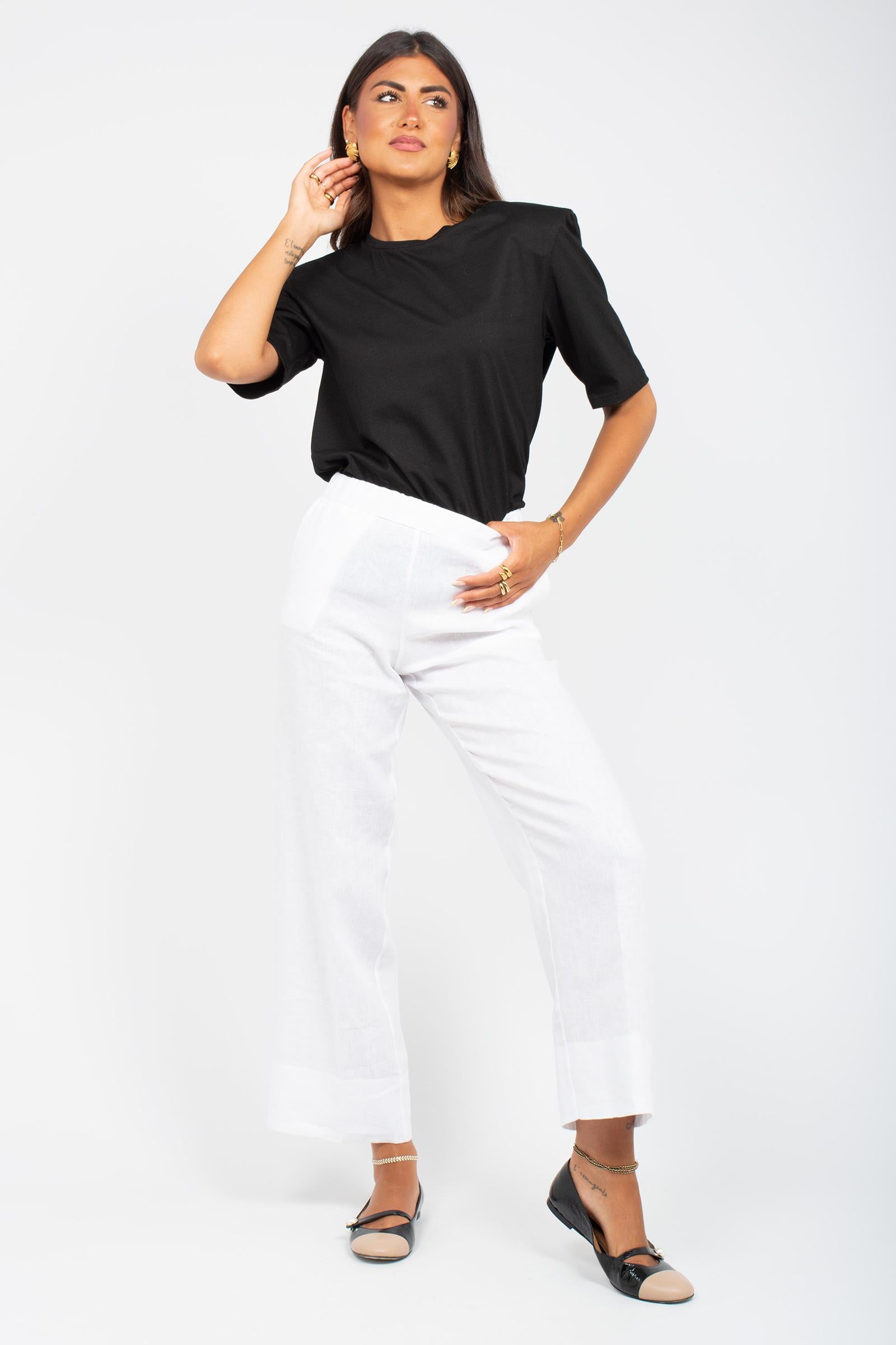 t-shirt in cotone con spalline S25TS01 B126 WEILI ZHENG
