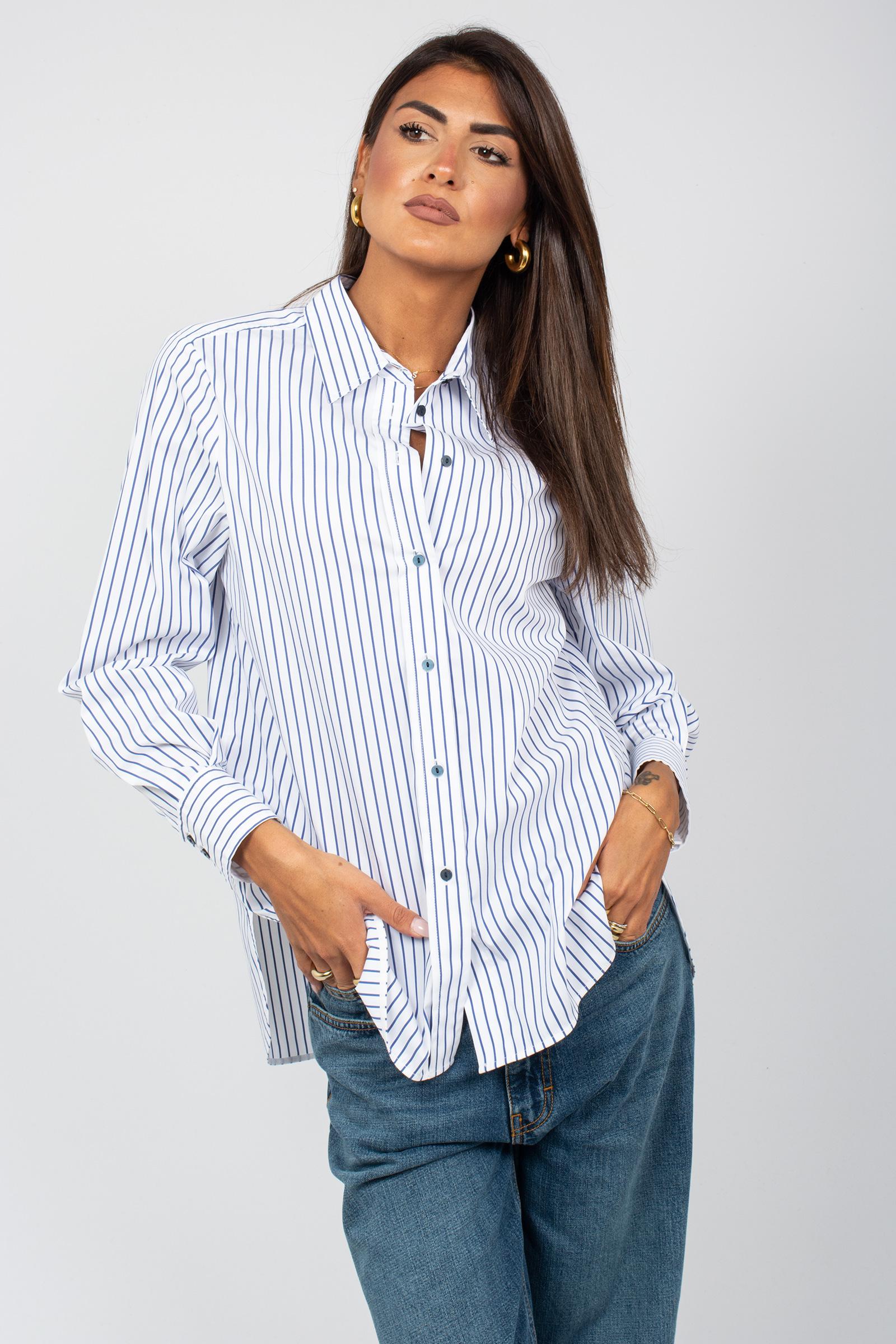 camicia a righe oversize in misto cotone 5057R002916N 01 DIANA GALLESI