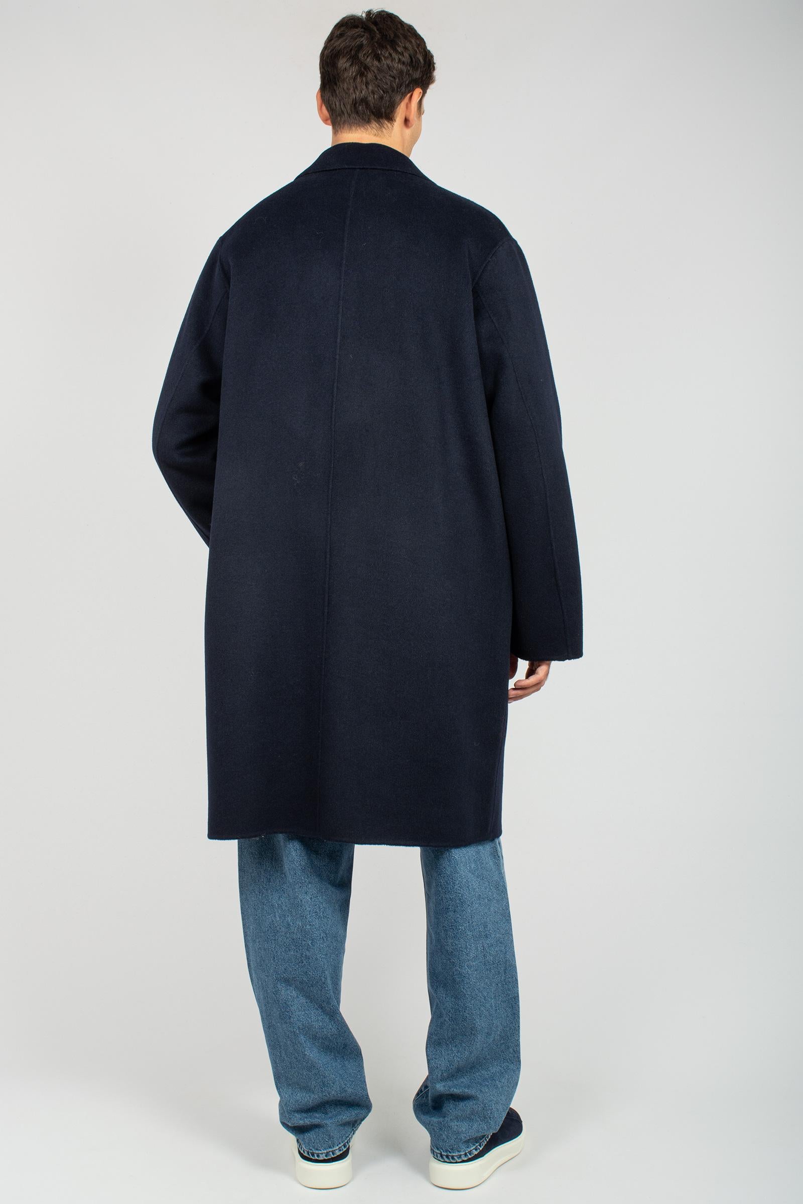 cappotto oversize in panno di lana B6F0022 NAVY AMARANTO