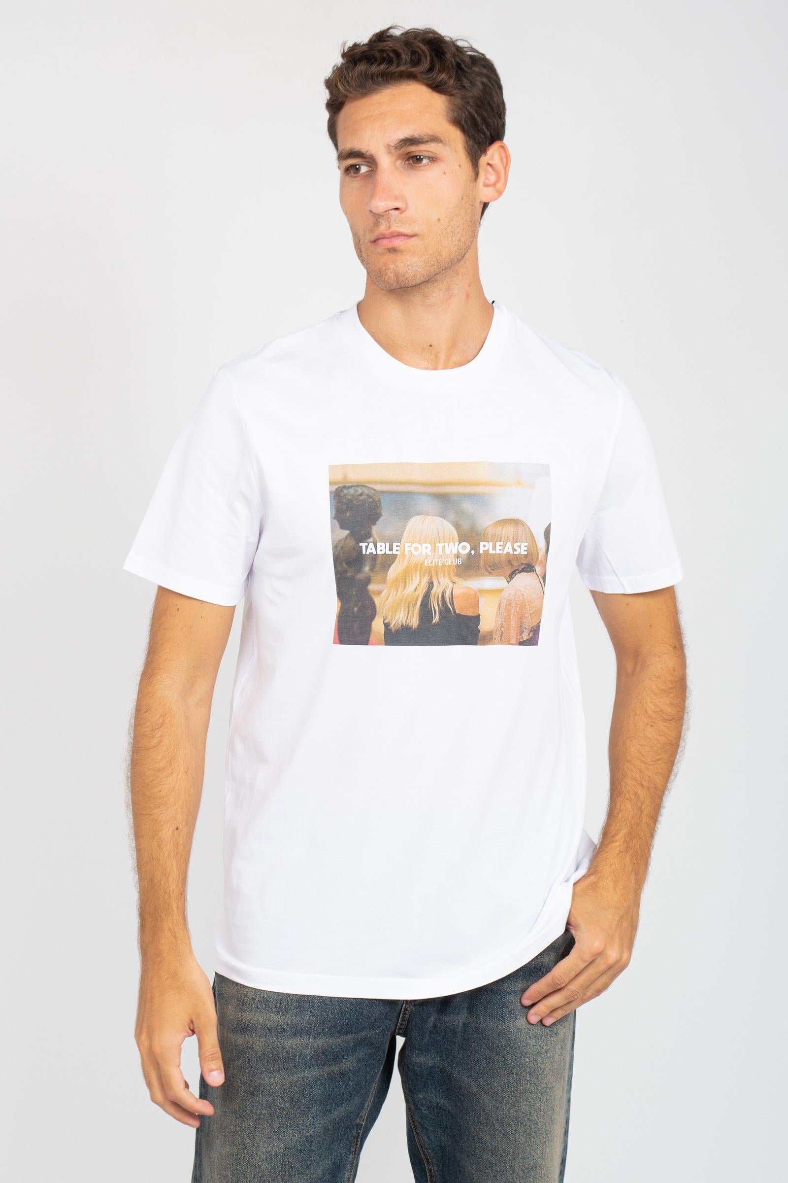 t-shirt in cotone ' table for two' TSBASIC949TABLE WHT ELITE