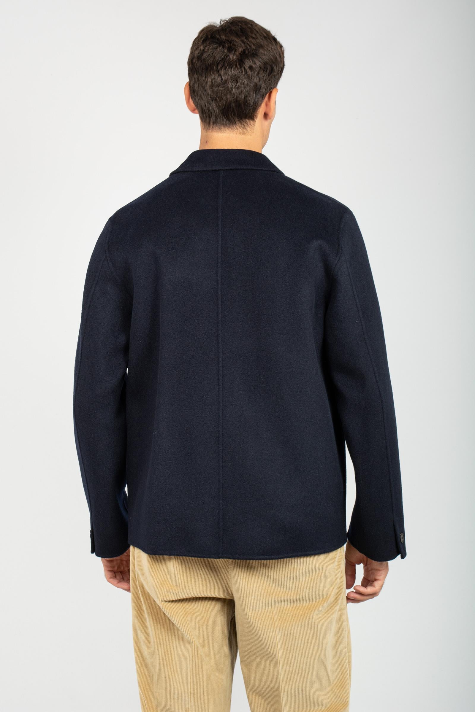 giacca con bottoni in panno di lana B6F0010 NAVY AMARANTO