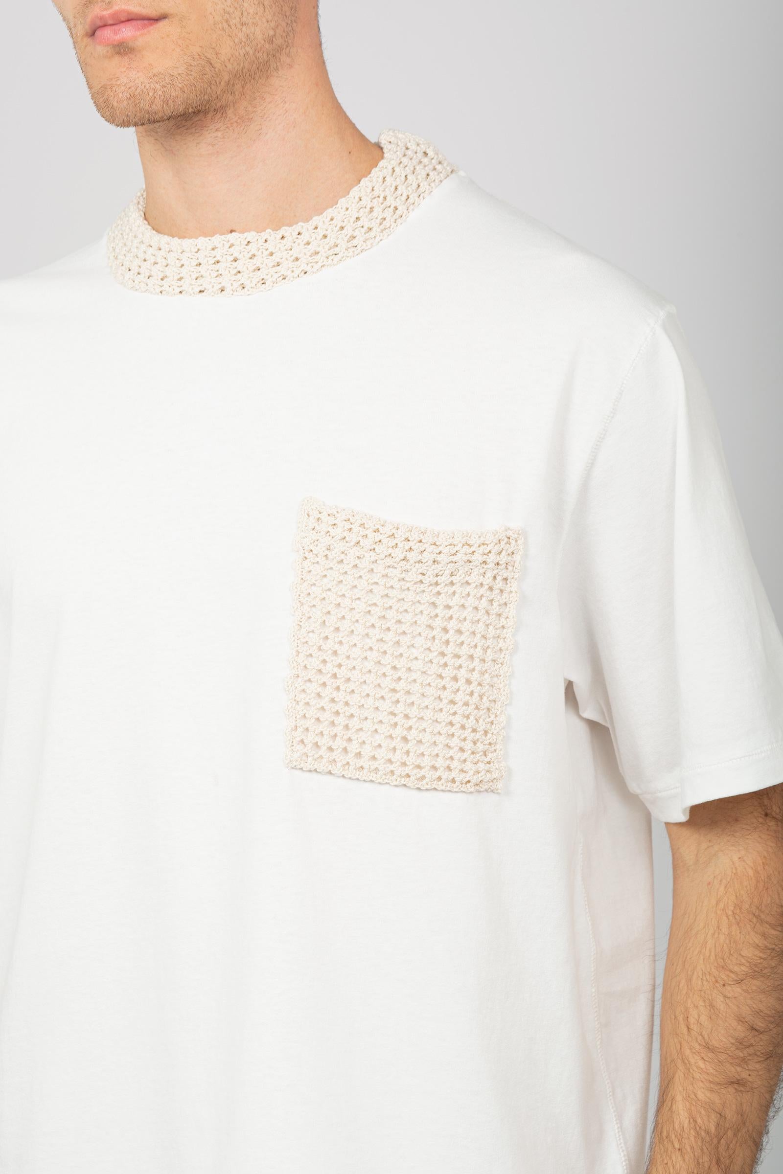 t-shirt in cotone e crochet AFU31 01 ATOMO FACTORY