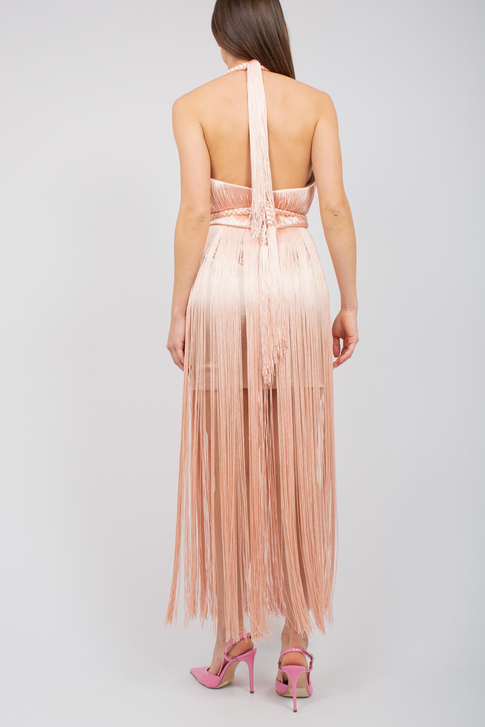 abito con frange all over 'sahara' RO057 BLUSH ROSANNA OCAMPO