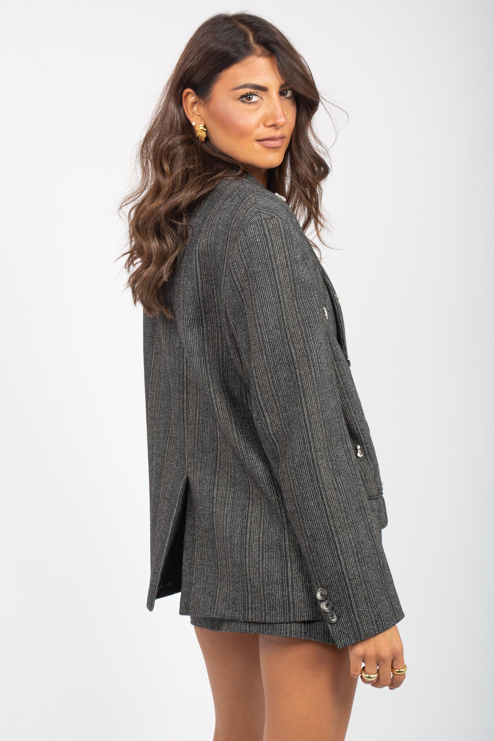 giacca sale e pepe con ricamo M1F0063 GRIGIO SOLOTRE