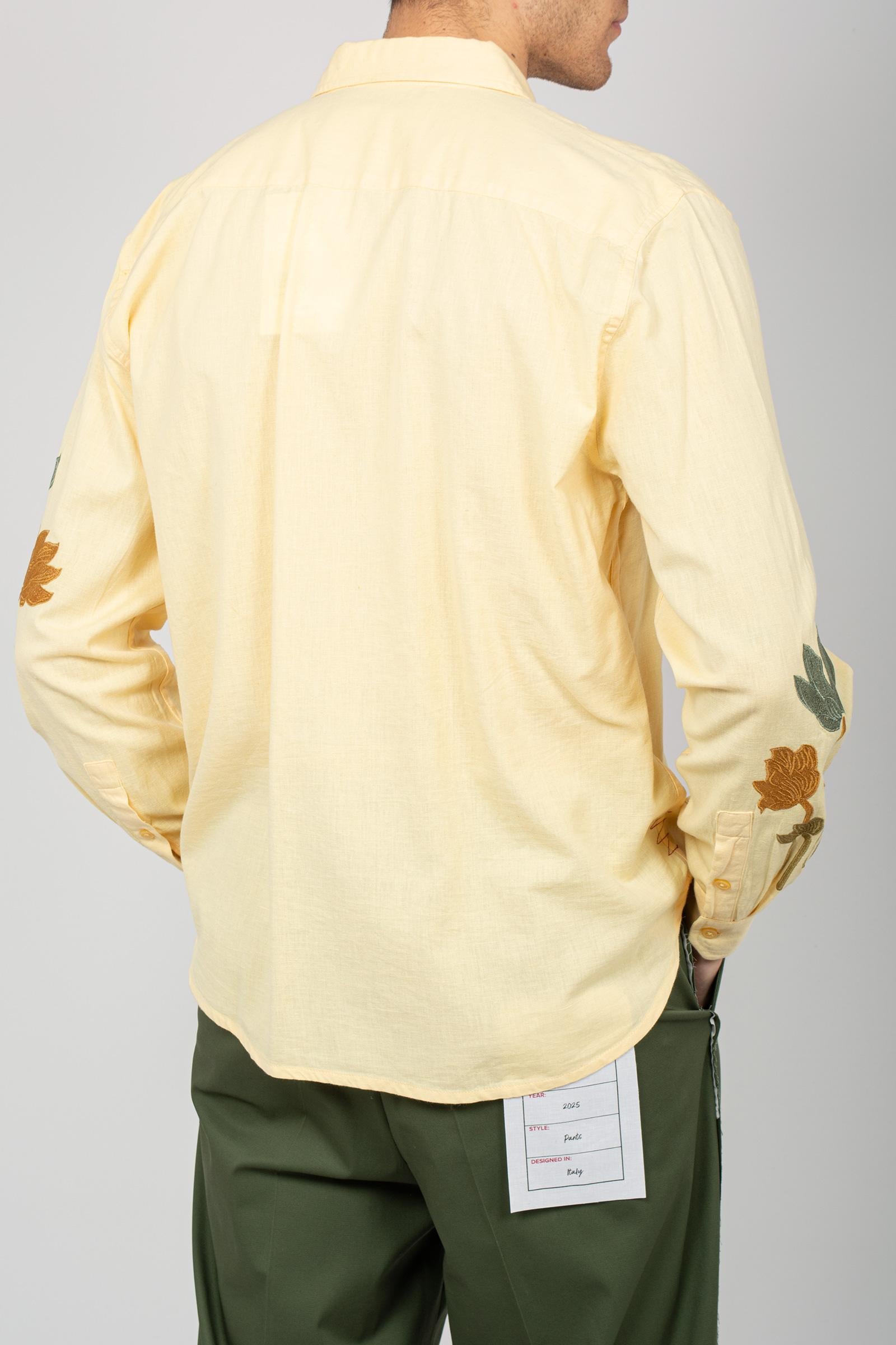camicia ricamata in cotone e lino B6D0019 BANANA AMARANTO