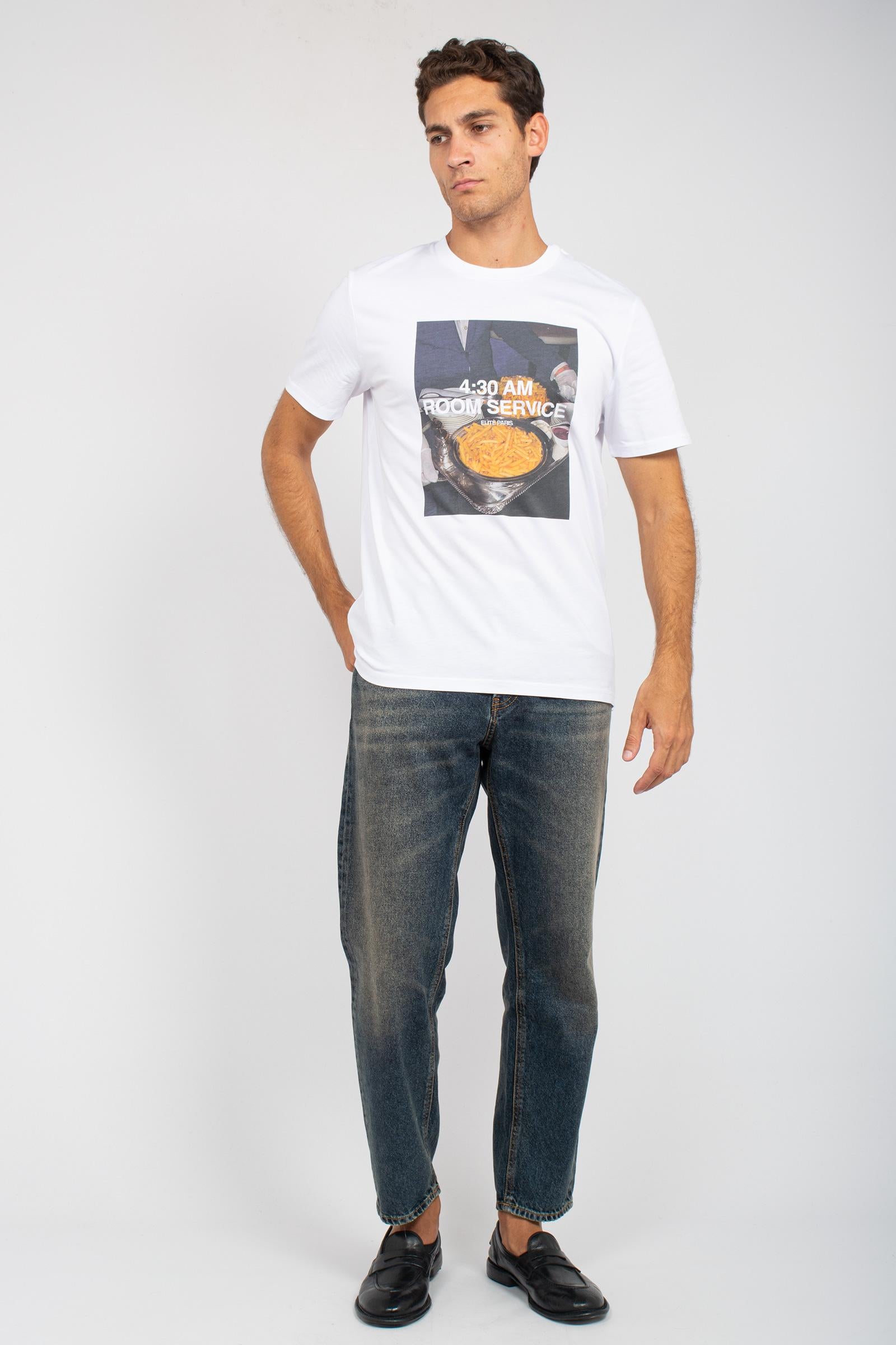 t-shirt in cotone 'room service' TSBASIC946ROOM WHT ELITE