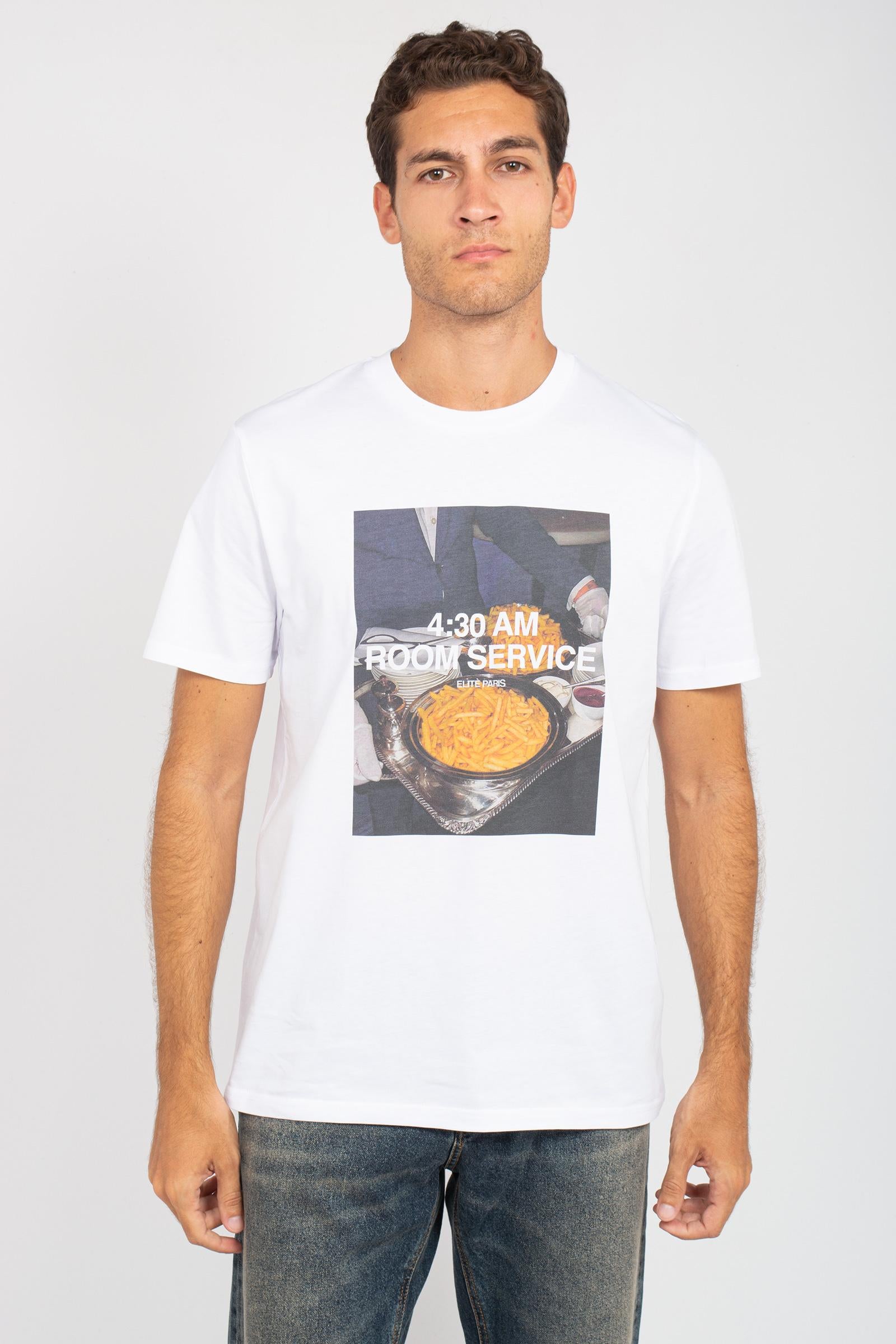 t-shirt in cotone 'room service' TSBASIC946ROOM WHT ELITE