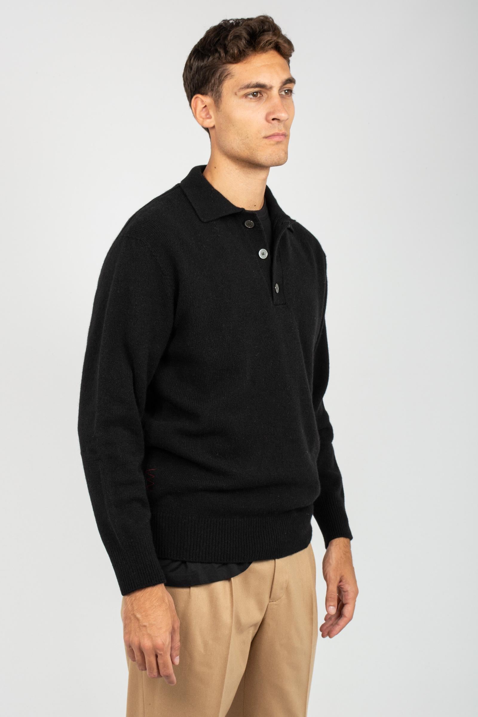 polo in lana B9F0102 NERO AMARANTO