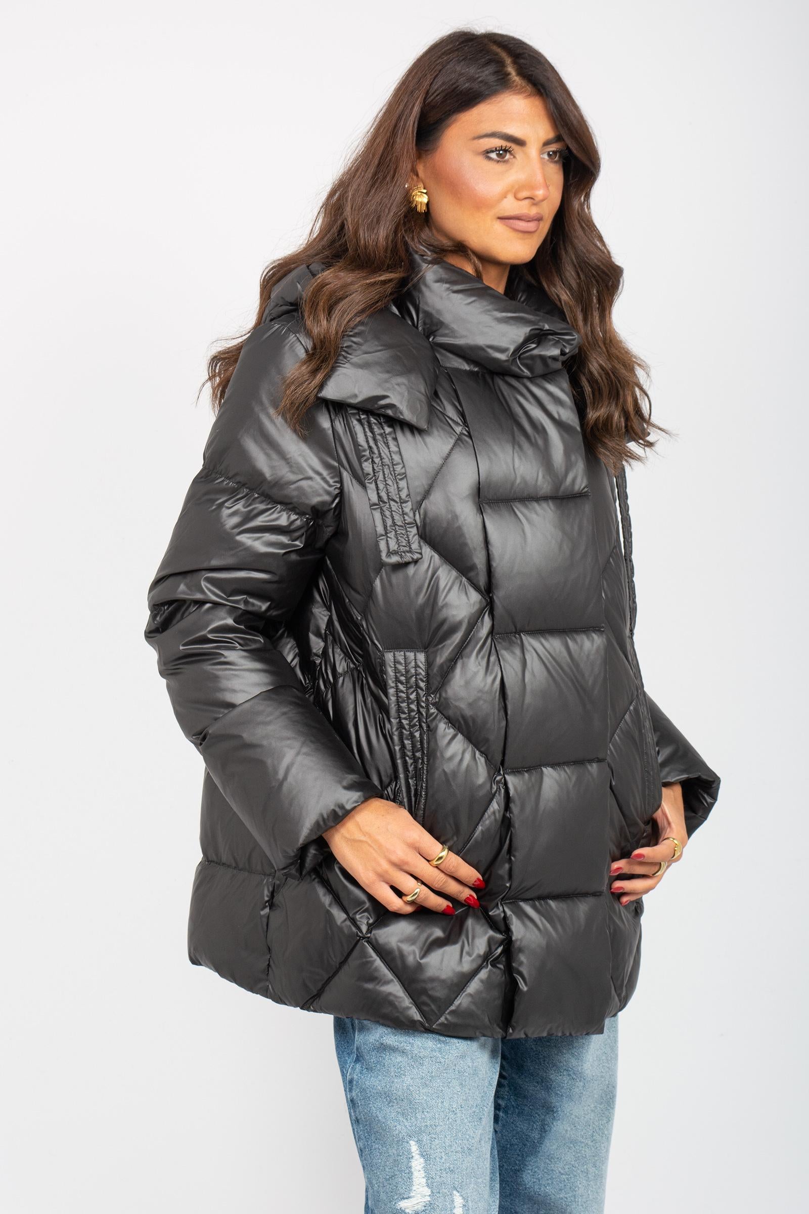 piumino a rombi in nylon SANA NERO PATRIZIA PARMA