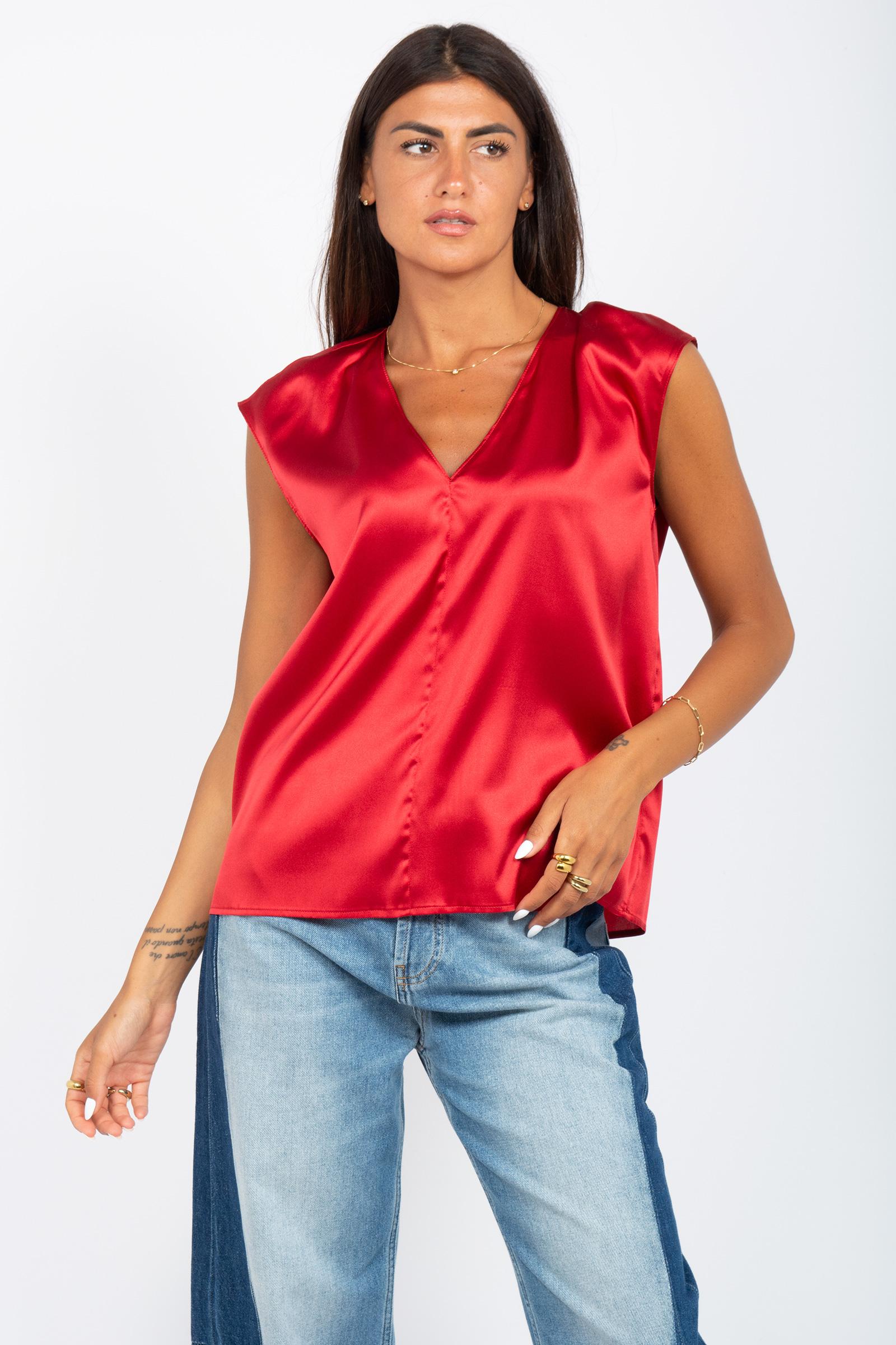 t-shirt in seta stretch M1D0073 ROSSO SOLOTRE
