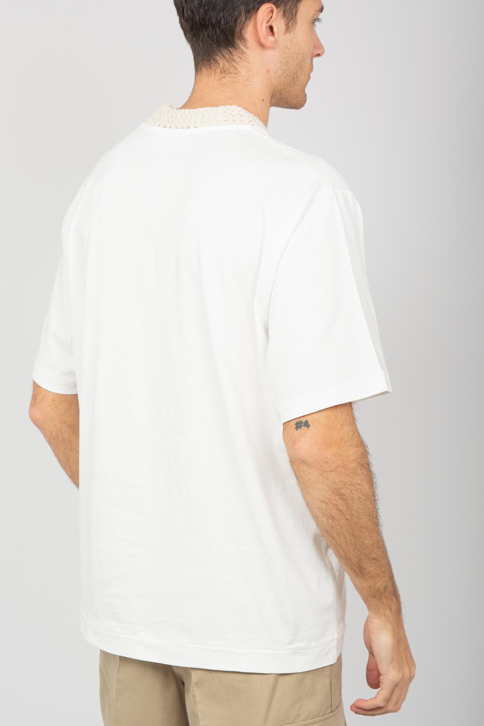 t-shirt in cotone e crochet AFU31 01 ATOMO FACTORY