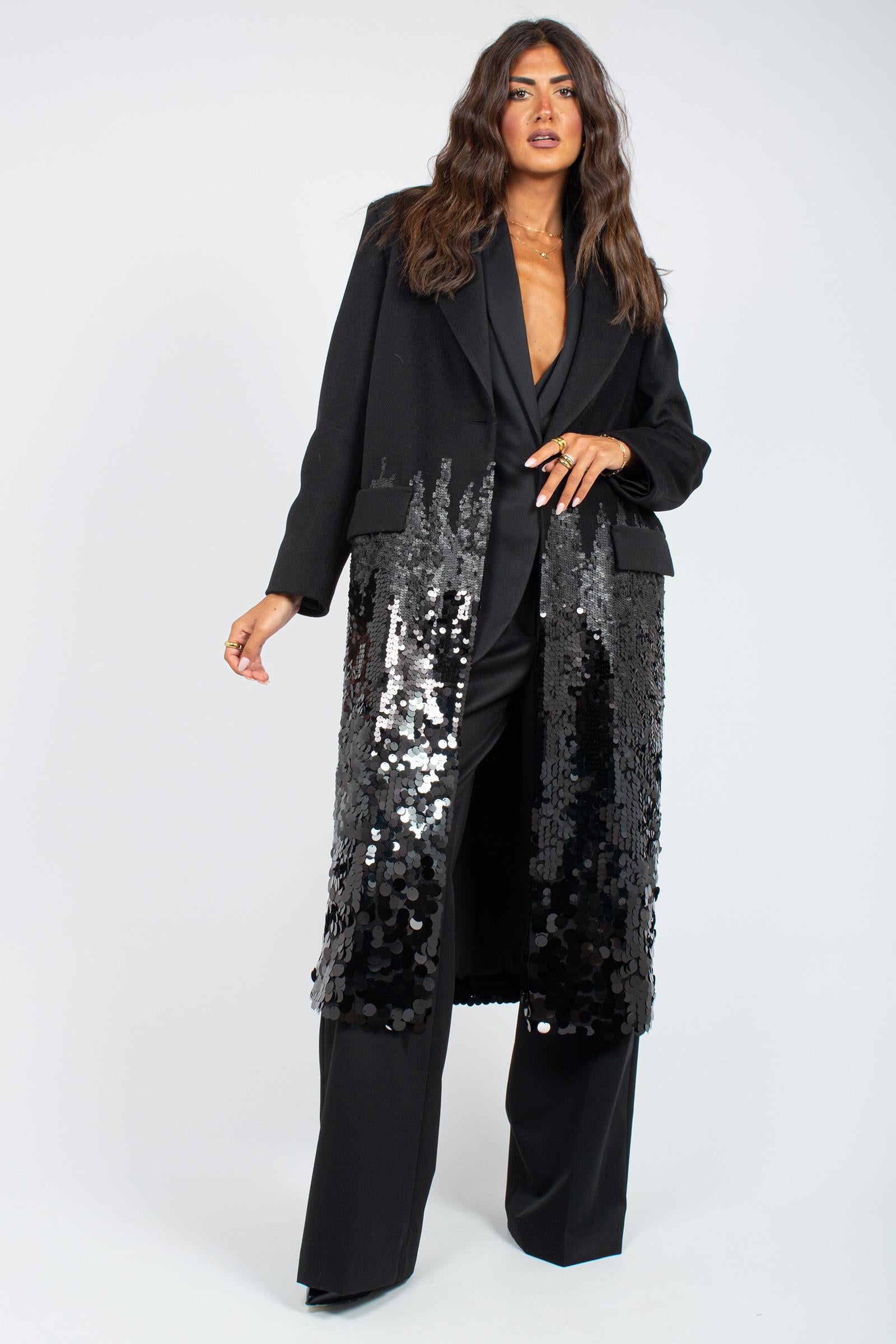 cappotto con fondo ricamato A265565000 659/659 MOUCHE