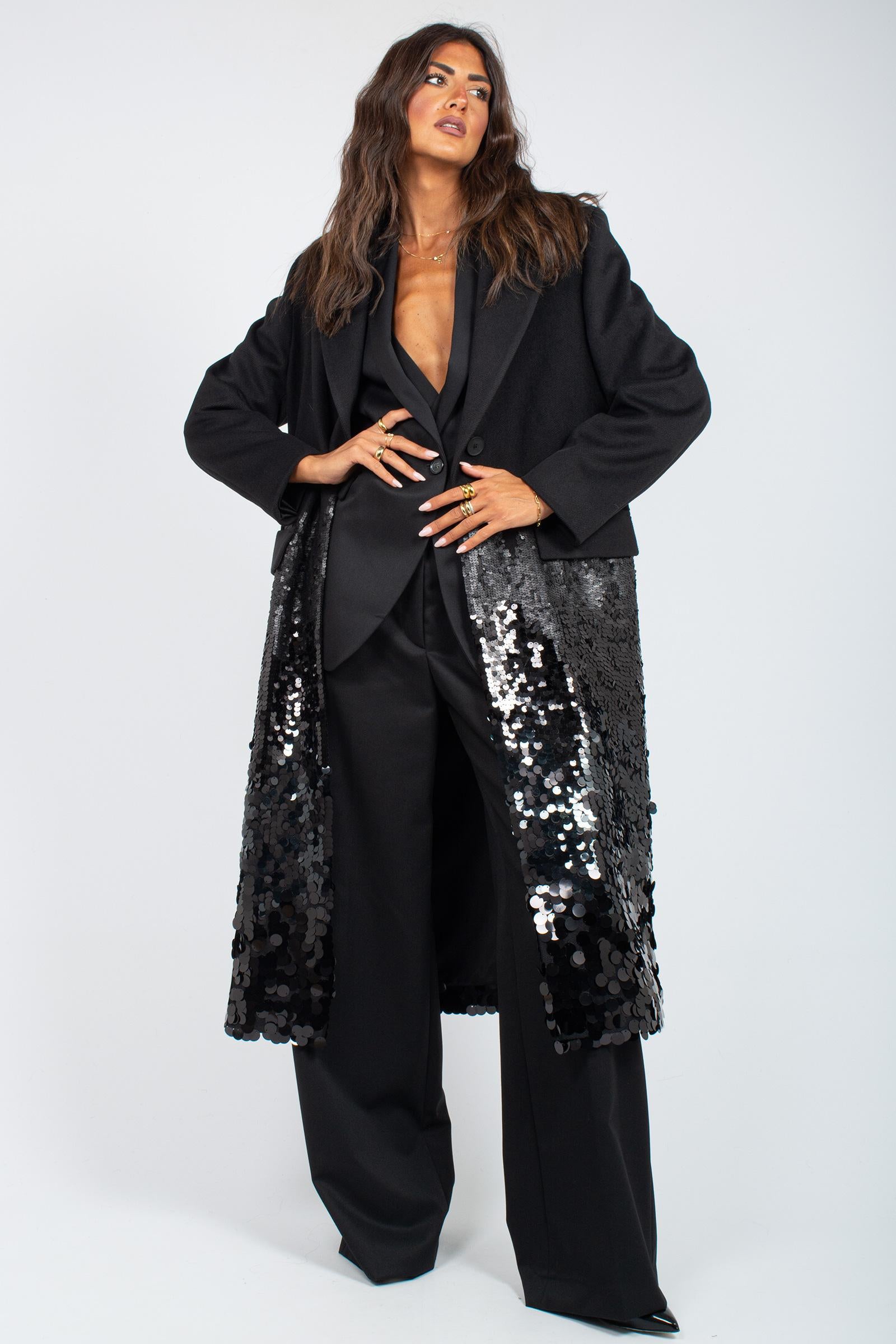 cappotto con fondo ricamato A265565000 659/659 MOUCHE