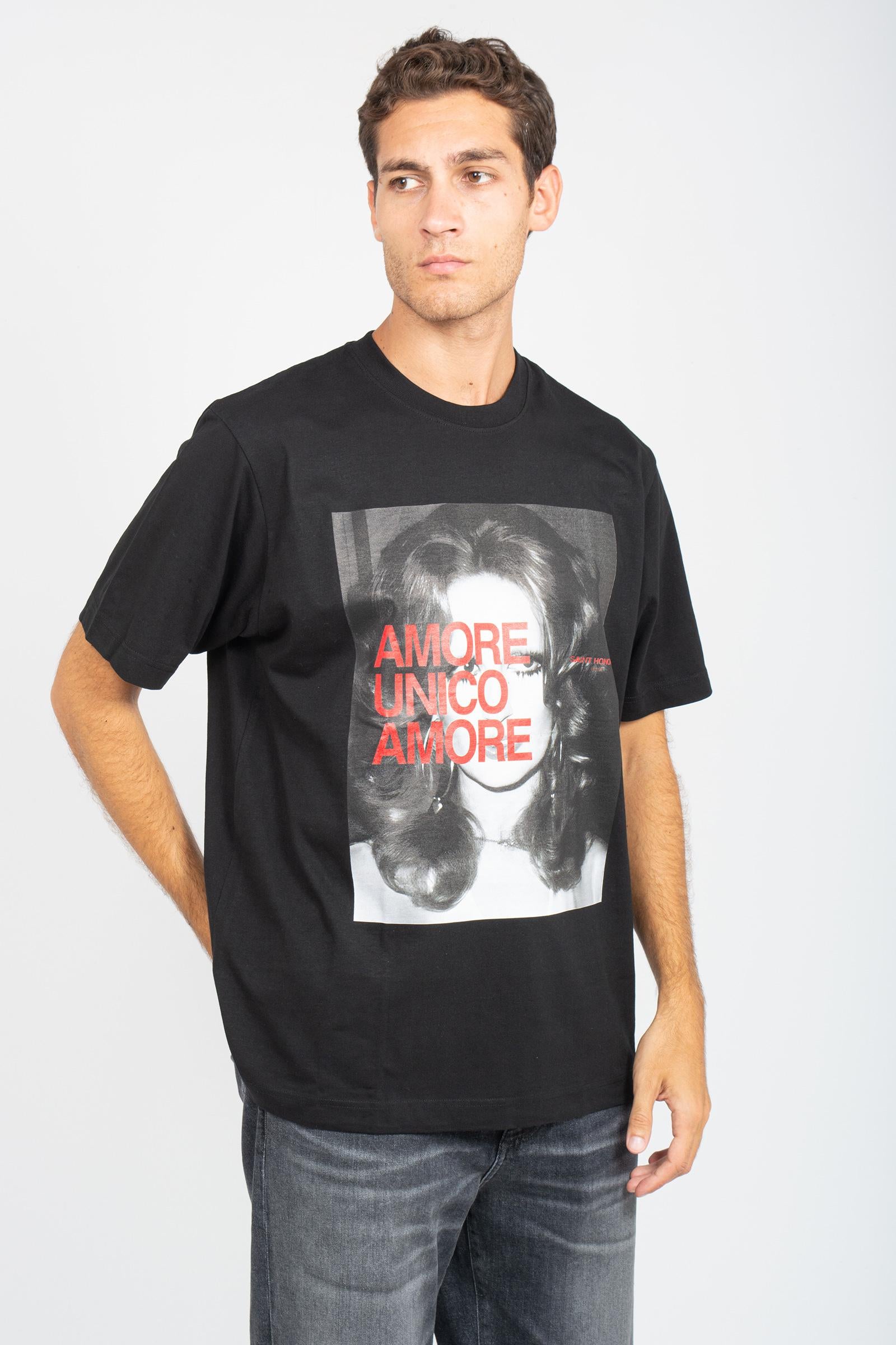 t-shirt oversize in cotone 'amore unico amore' TSOVER965MINA BLK ELITE