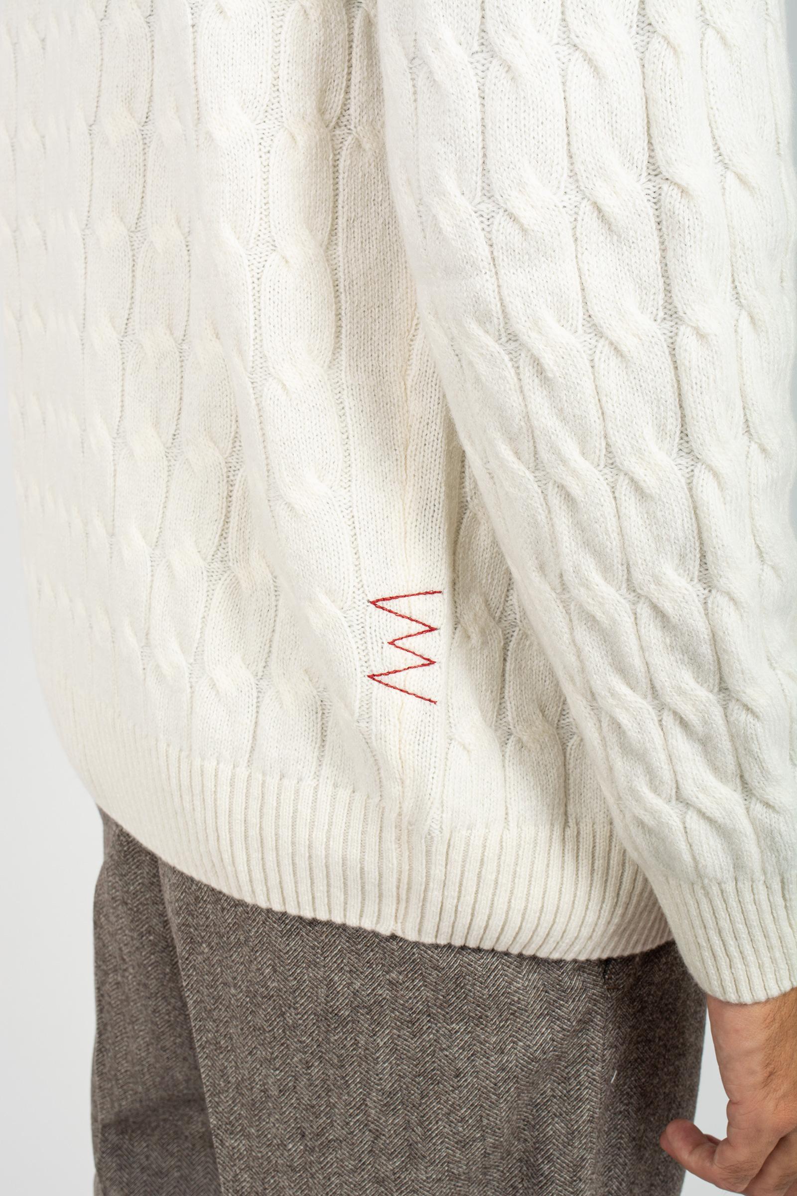 cardigan a trecce in lana B9F0106 PANNA AMARANTO