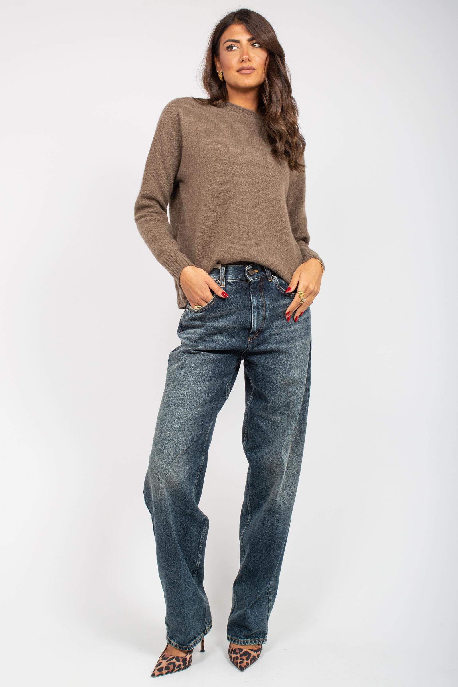girocollo in lana e cashmere M3F0021 NOCCIOLA SOLOTRE