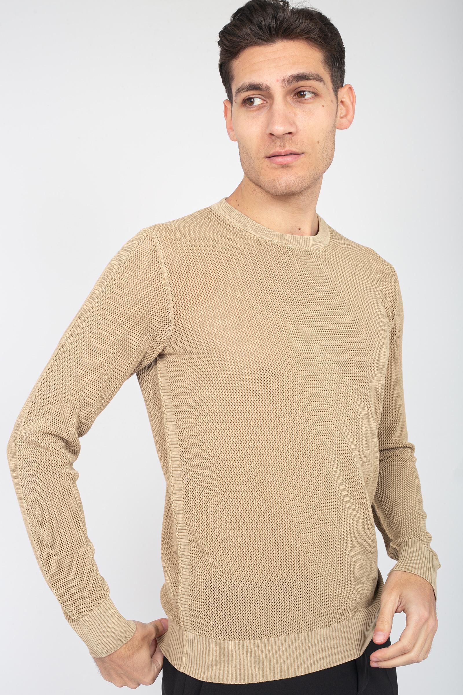 Girocollo in cotone effetto rete RB12101 05 ROBERTO COLLINA