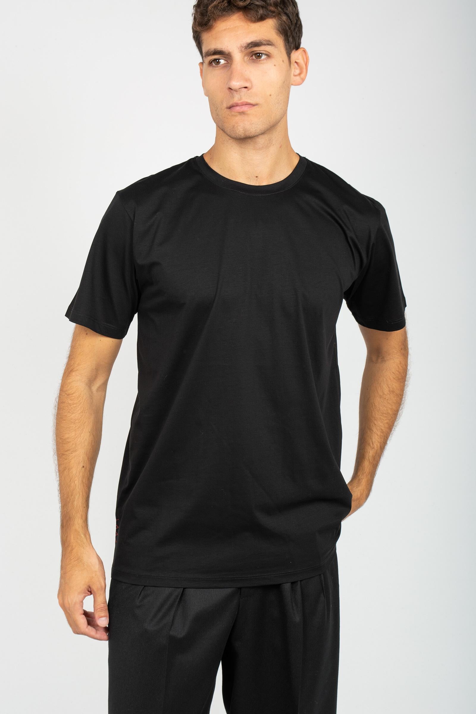 t-shirt in cotone B6F0049 NERO AMARANTO
