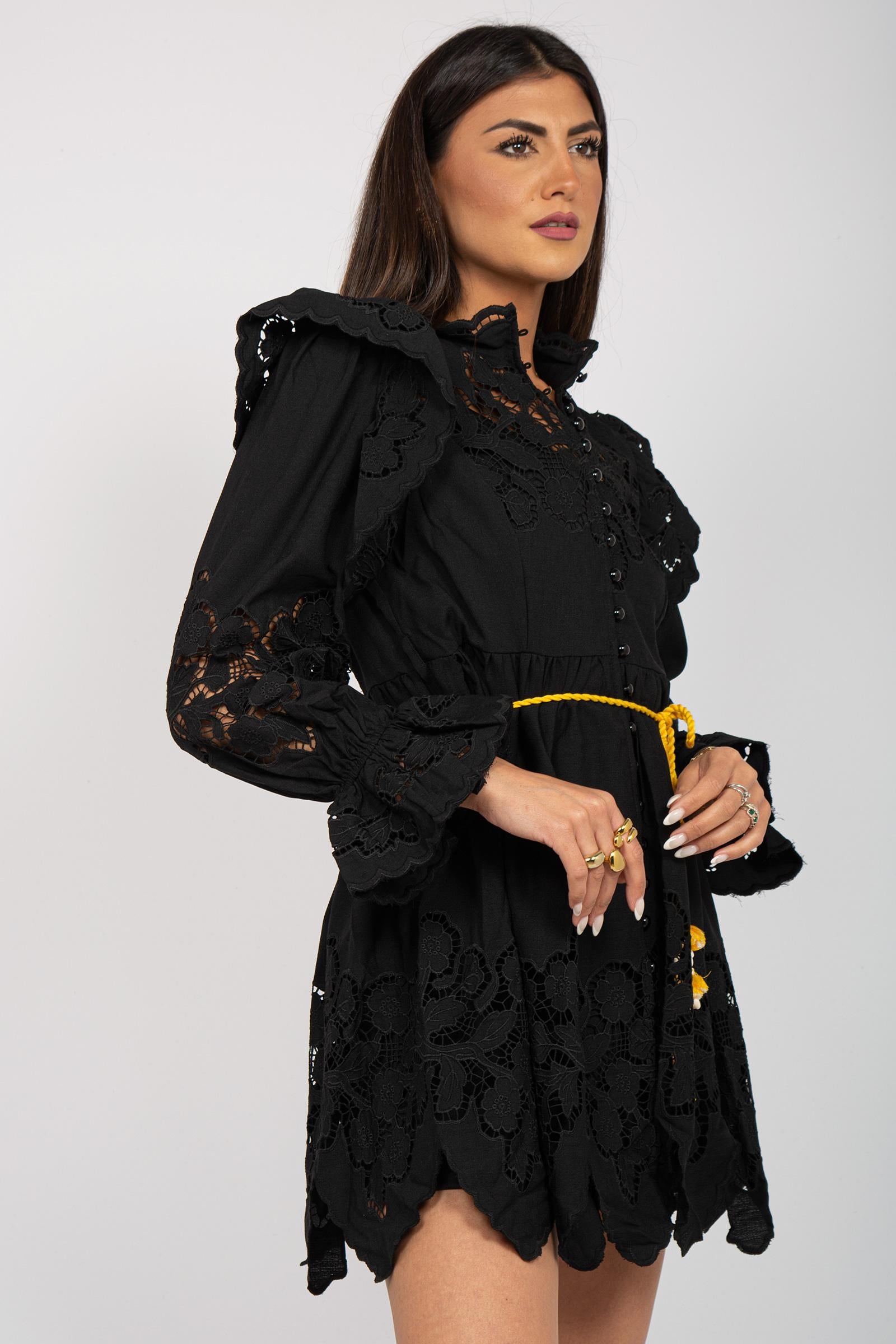 abito in cotone sangallo PATRIZIADRESS BLACK OUI ODILE!
